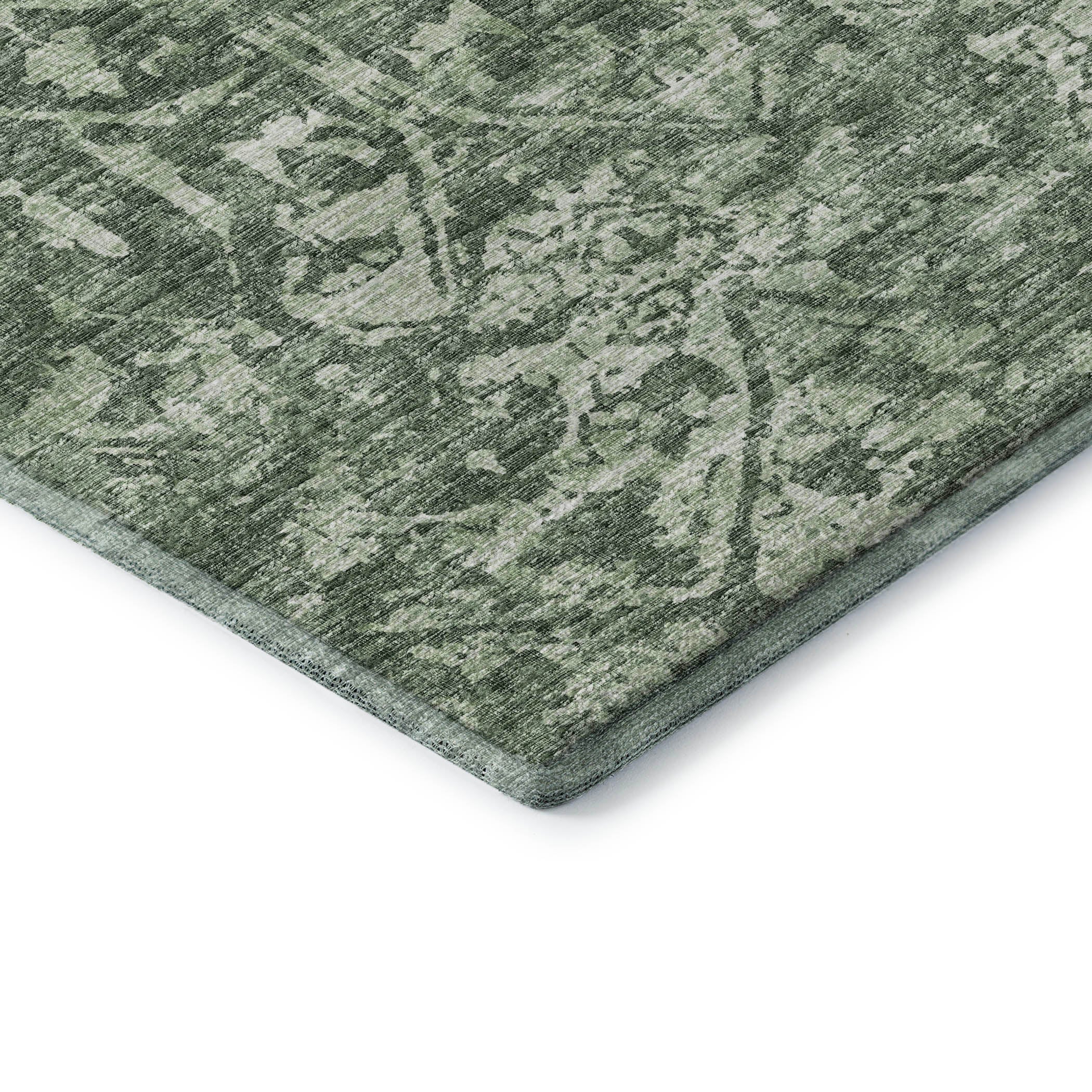 Ghent Machine Washable Traditional Green Rug 1'8" x 2'6" #shape_Rectangle