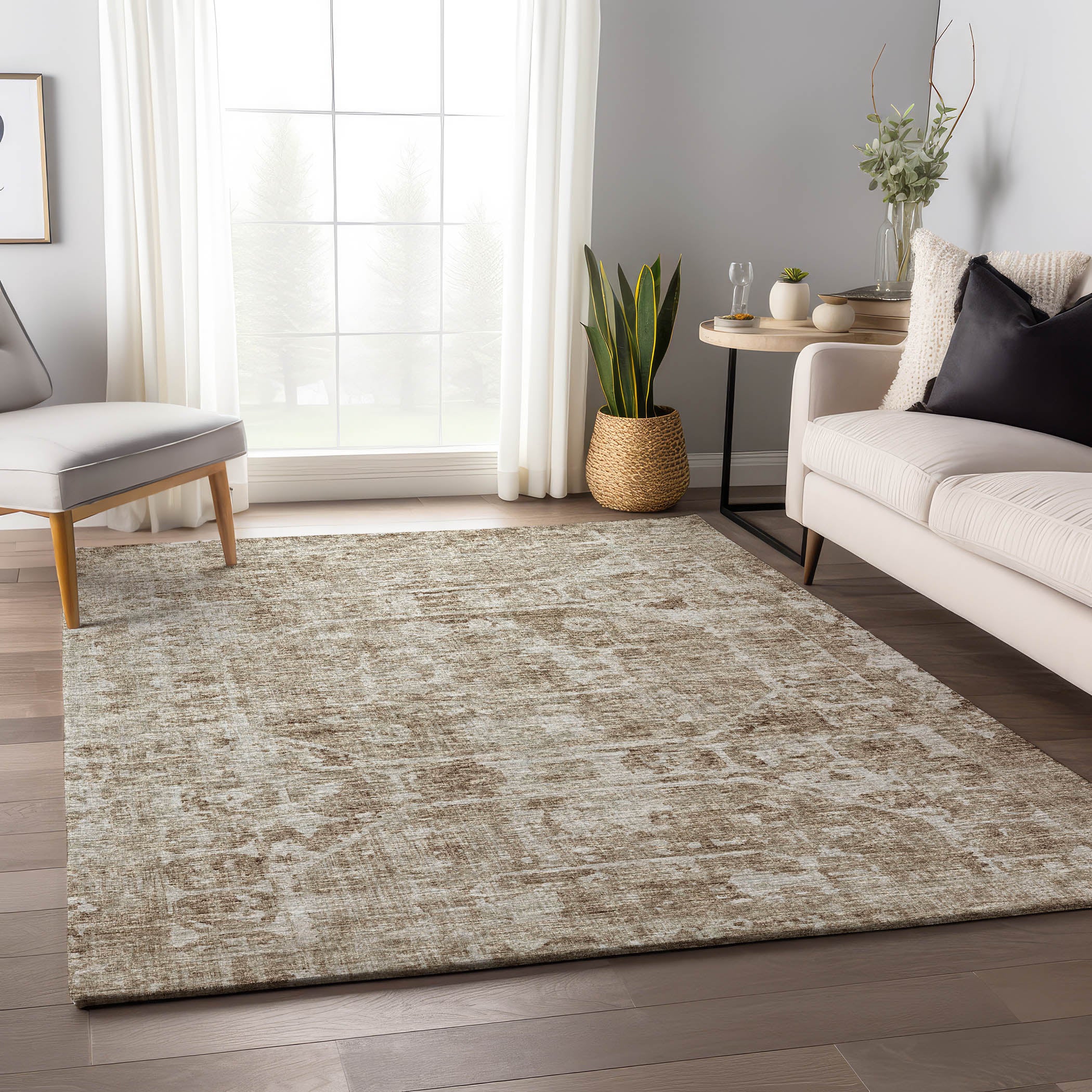 Bangkok Machine Washable Traditional Baja Taupe Rug 2'6" x 3'10" #shape_Rectangle