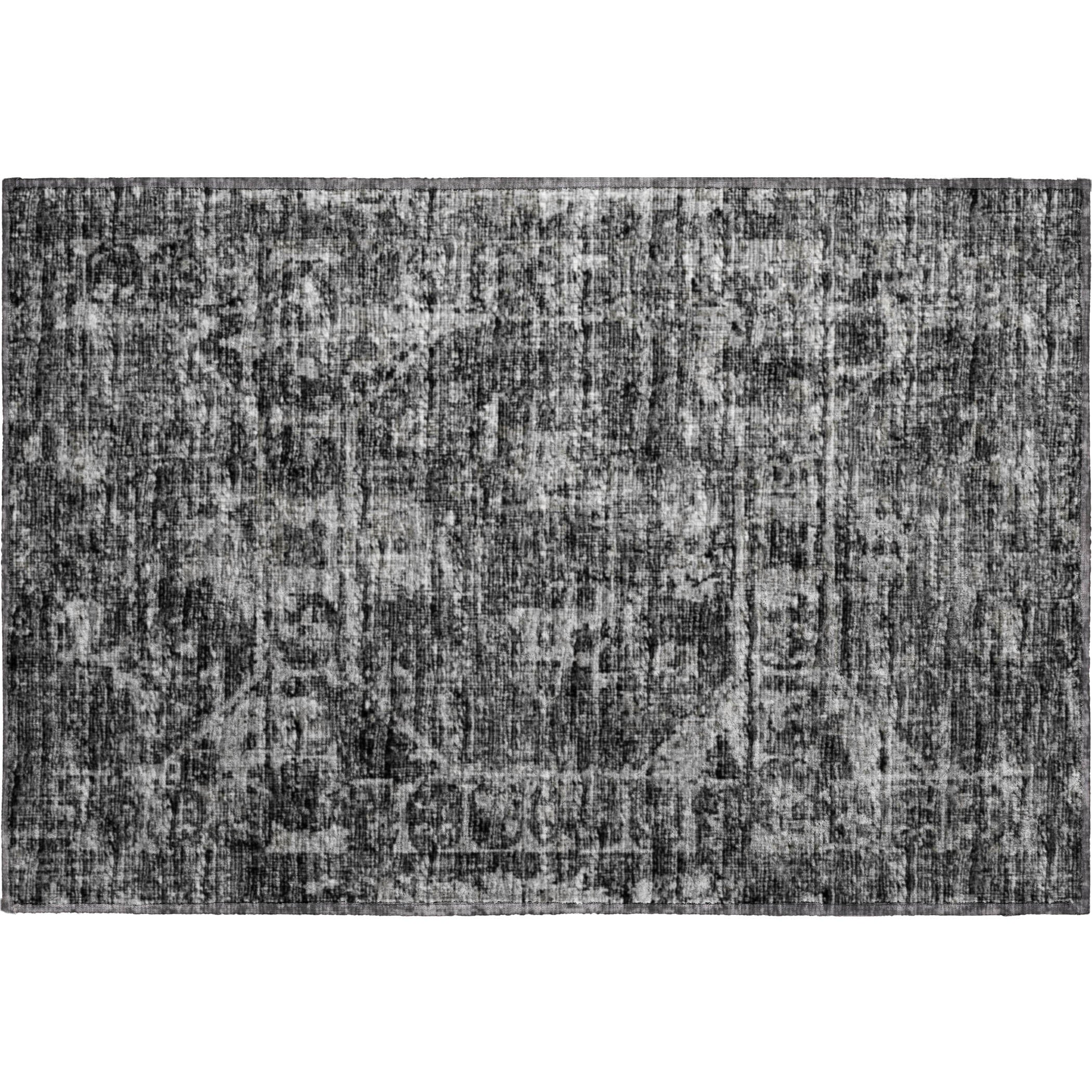 Bangkok Machine Washable Traditional Black Rug 1'8" x 2'6" #shape_Rectangle