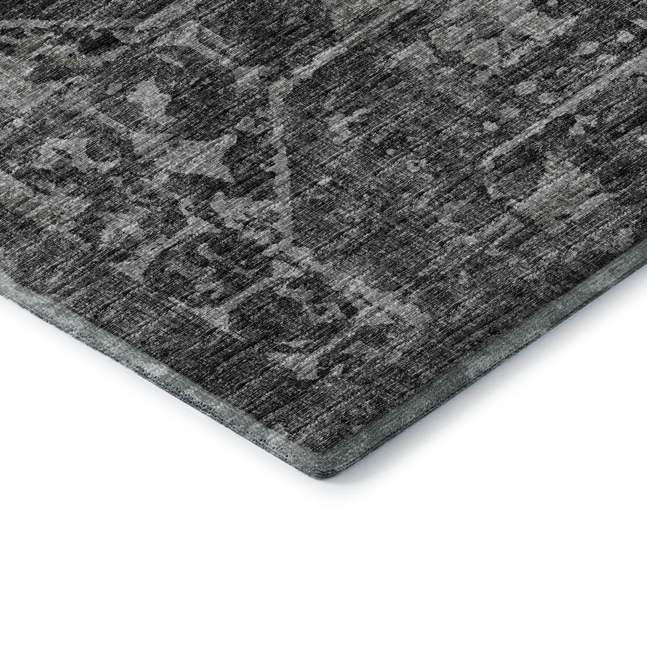 Bangkok Machine Washable Traditional Black Rug 1'8" x 2'6" #shape_Rectangle