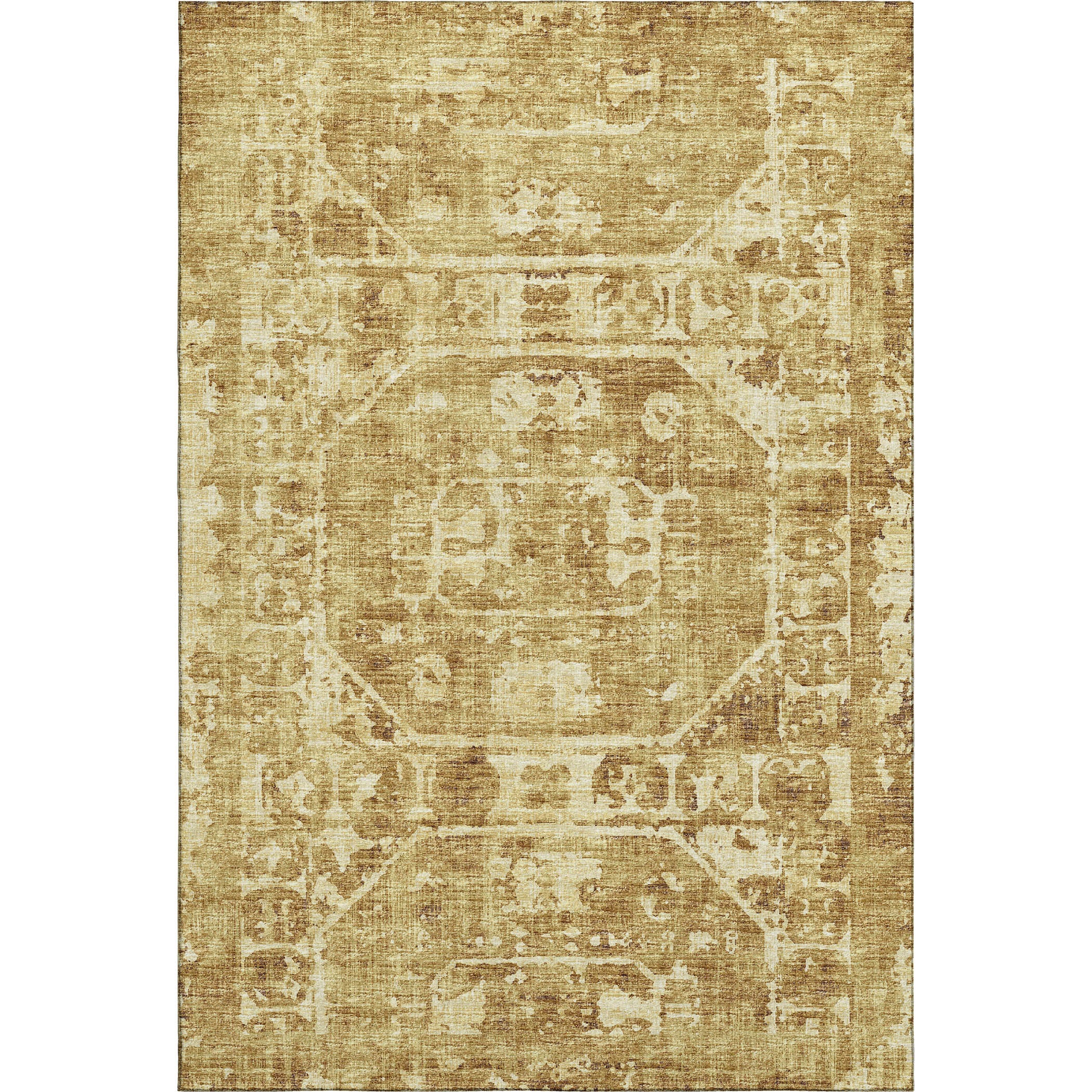 Bangkok Machine Washable Traditional Gilded Gold Rug 2'6" x 3'10" #shape_Rectangle
