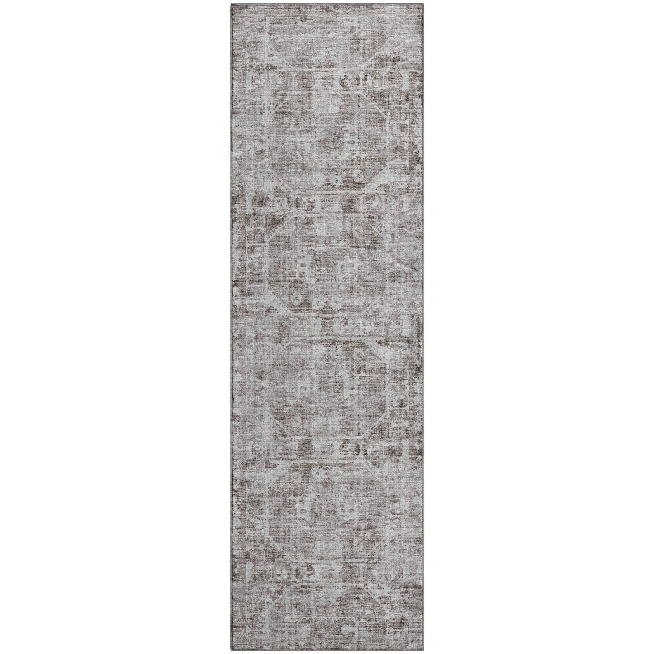 Bangkok Machine Washable Traditional Mocha Brown Rug 2'3" x 7'6" #shape_Runner