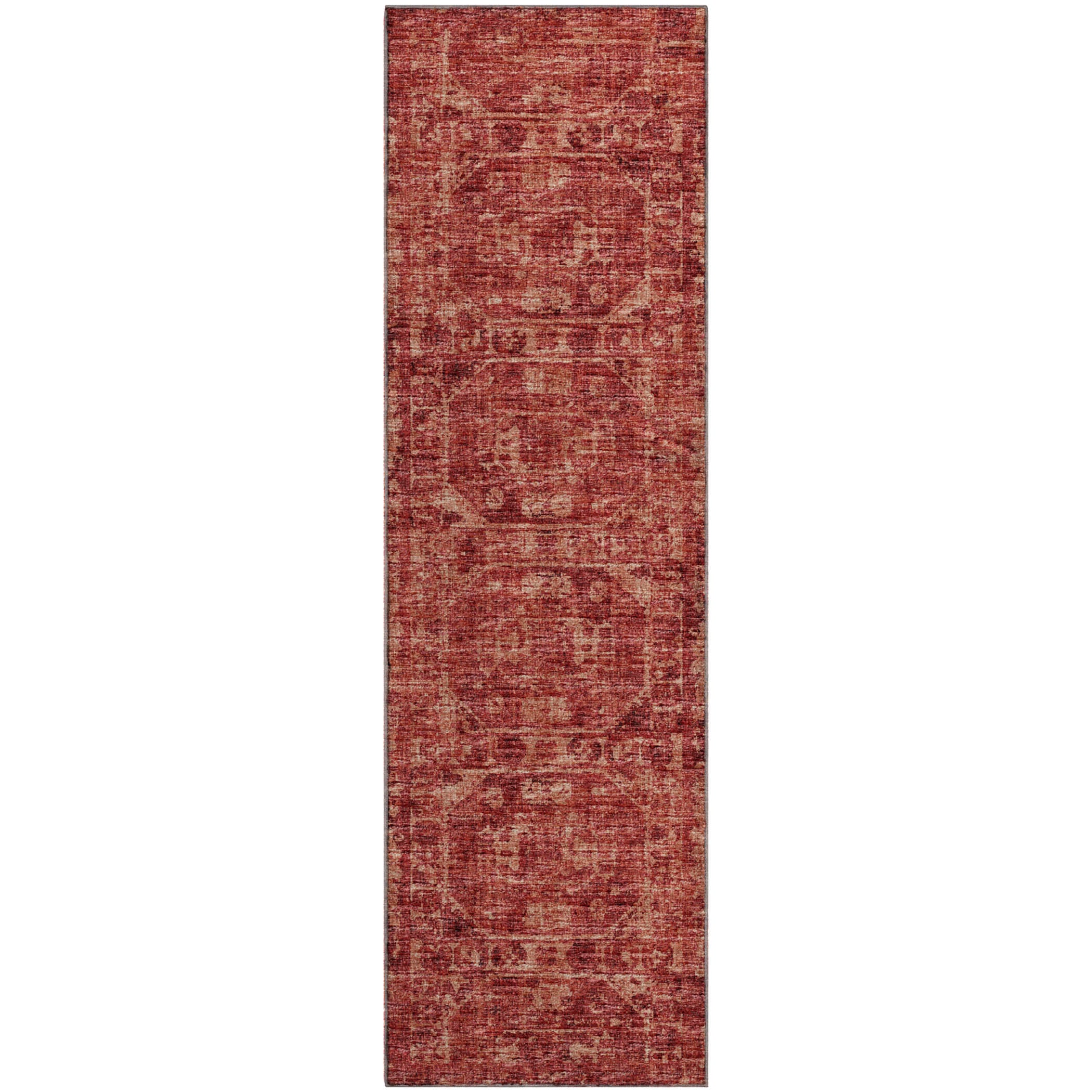 Bangkok Machine Washable Traditional Spice Red Rug 2'3" x 7'6" #shape_Runner
