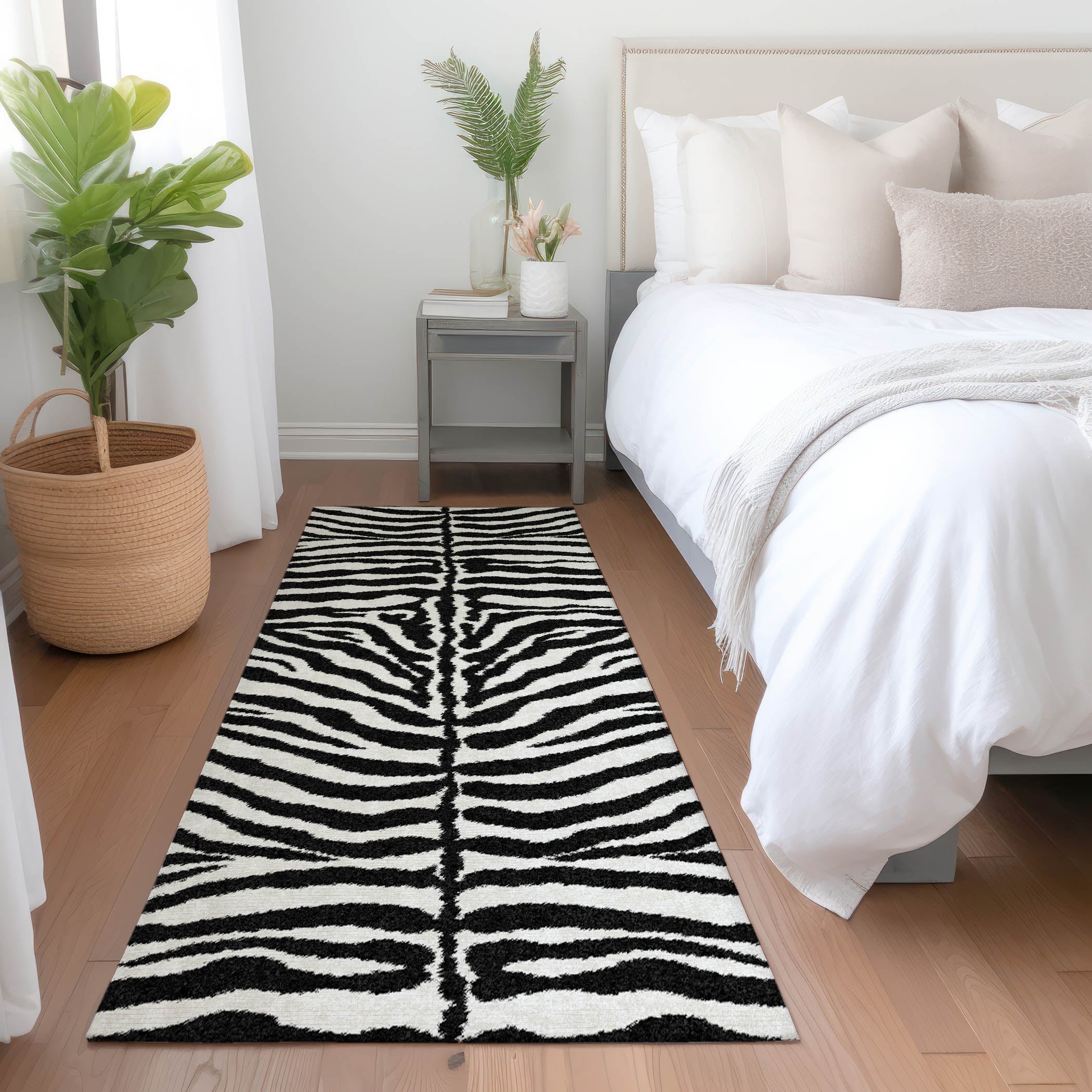 Baku Machine Washable Animal Skin Pattern Pearl Gray Rug 2'3" x 7'6" #shape_Runner