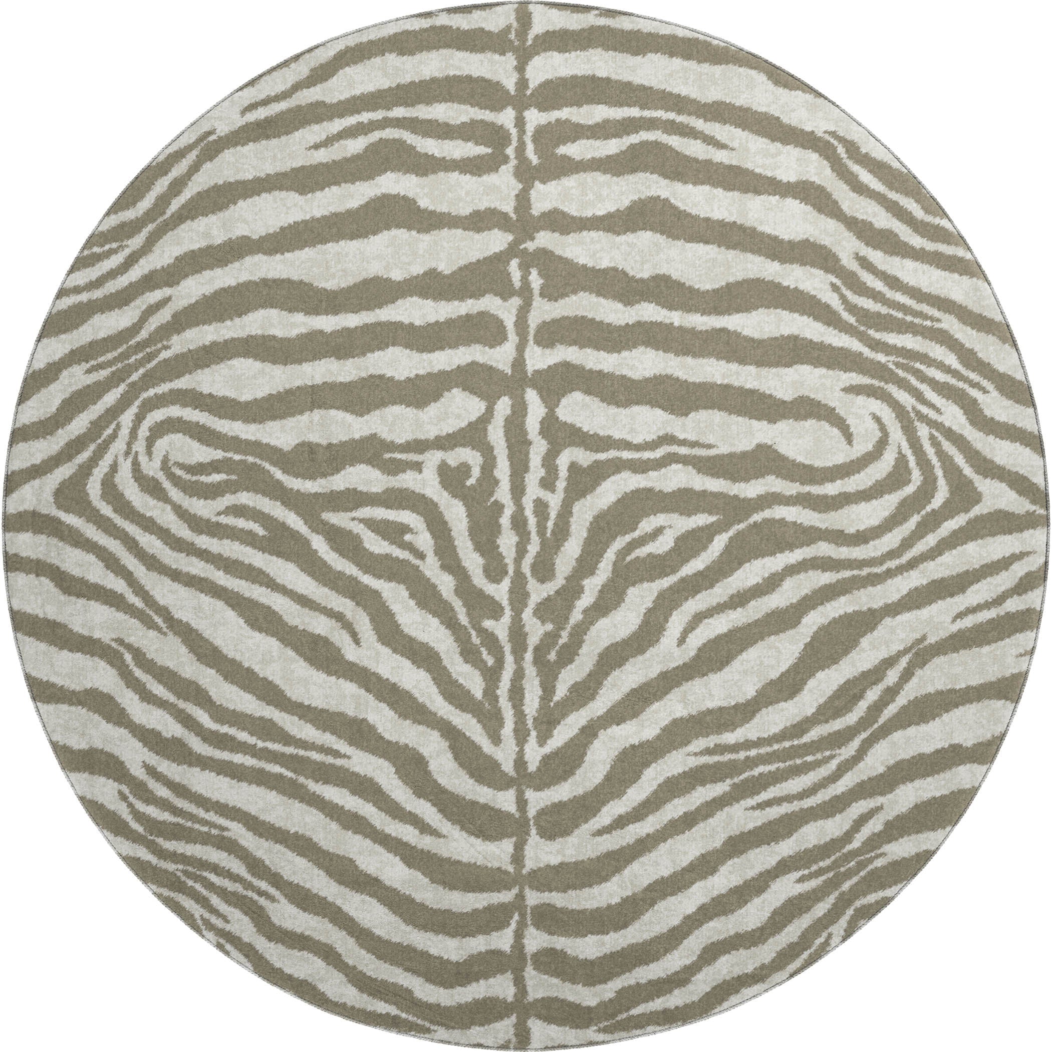 Baku Machine Washable Animal Skin Pattern Taupe Neutral Rug 8' x 8' #shape_Round