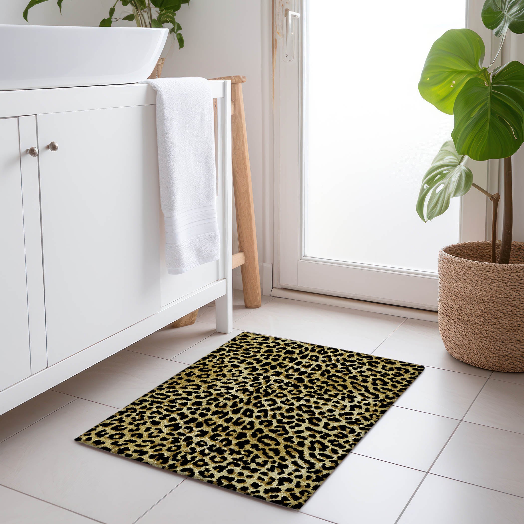 Bogota Machine Washable Animal Skin Pattern Gilded Gold Rug 1'8" x 2'6" #shape_Rectangle