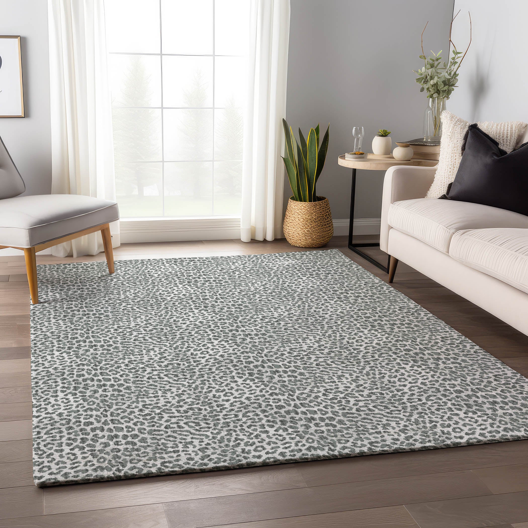 Bogota Machine Washable Animal Skin Pattern Gray Rug 2'6" x 3'10" #shape_Rectangle
