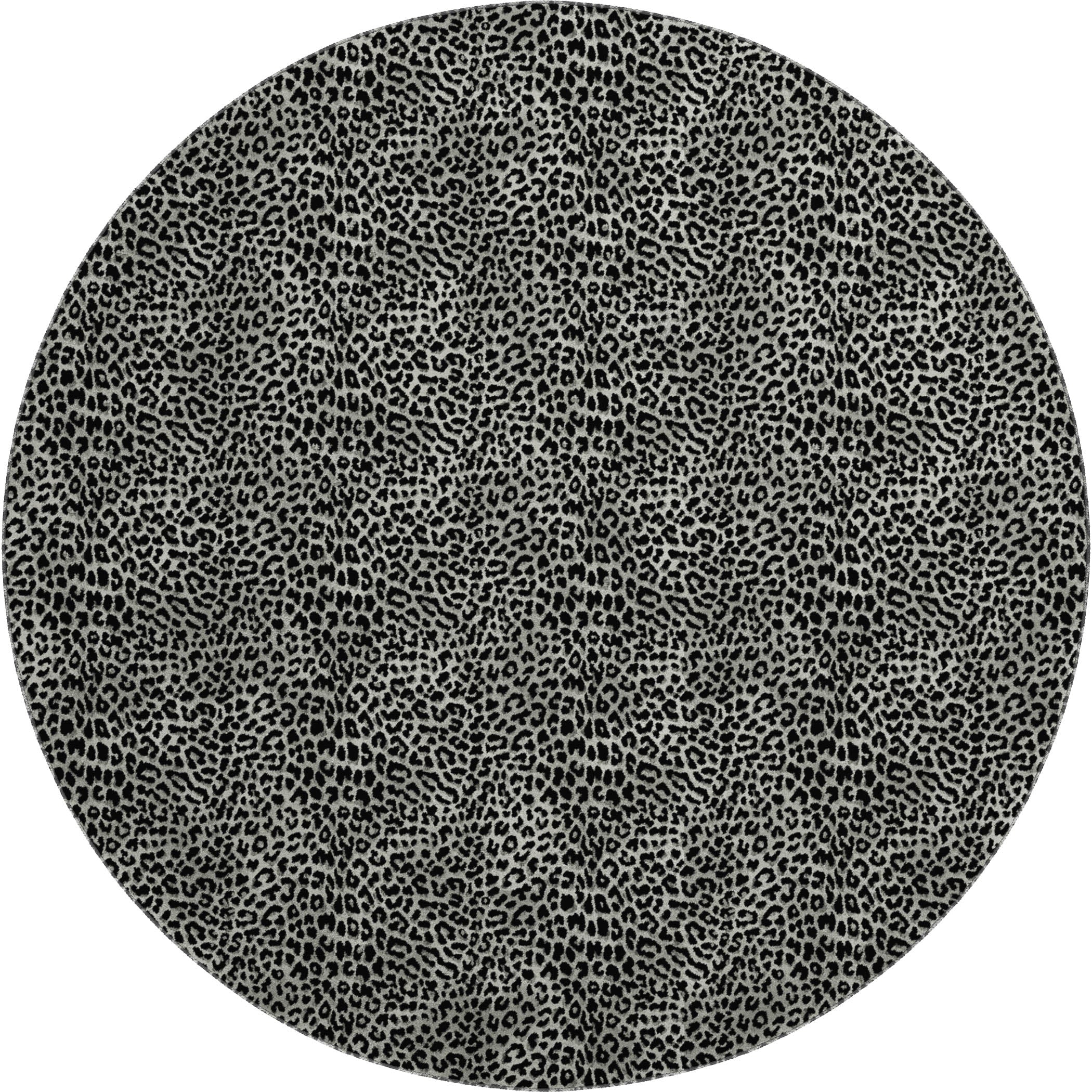 Bogota Machine Washable Animal Skin Pattern Shadow Black Rug 8' x 8' #shape_Round