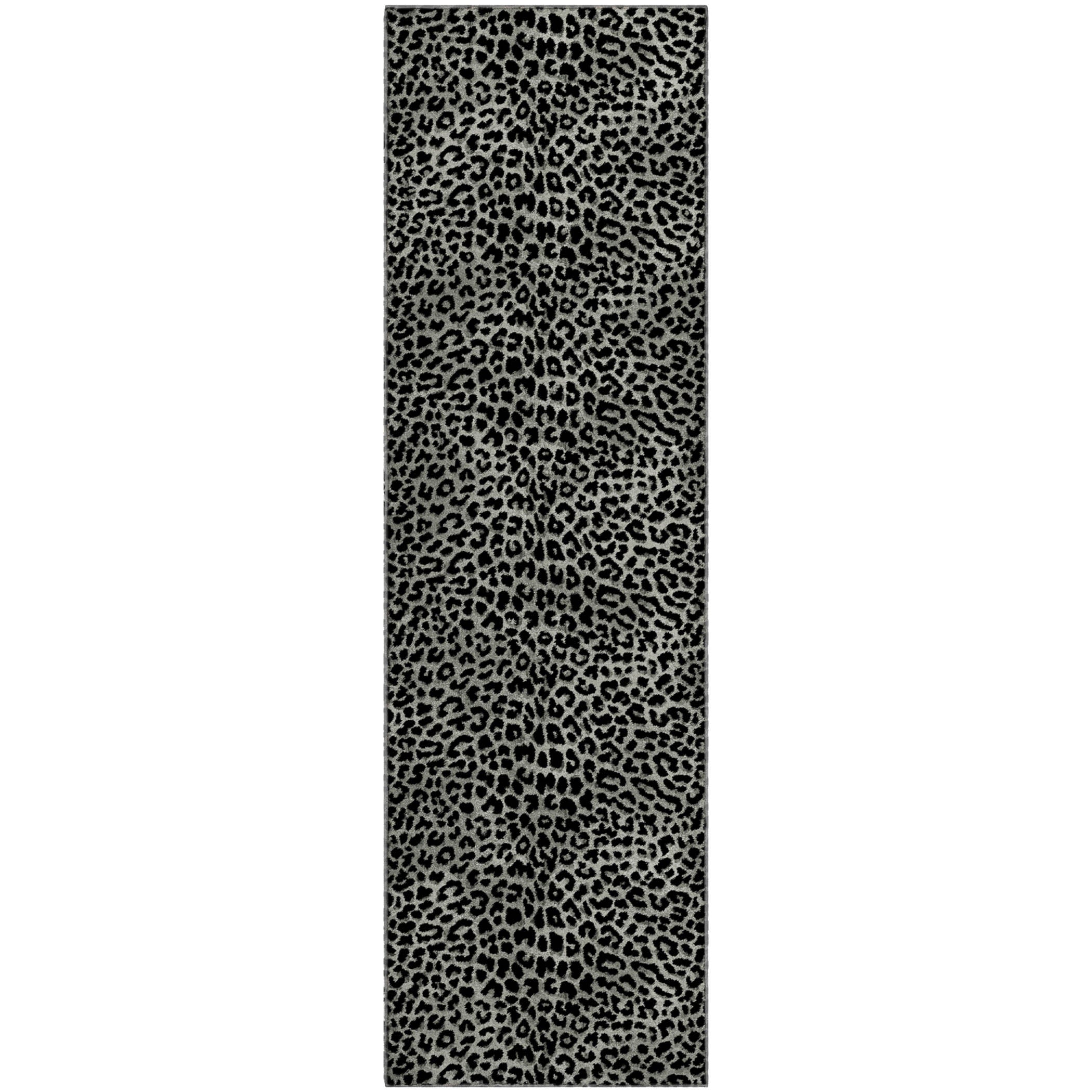 Bogota Machine Washable Animal Skin Pattern Shadow Black Rug 2'3" x 7'6" #shape_Runner