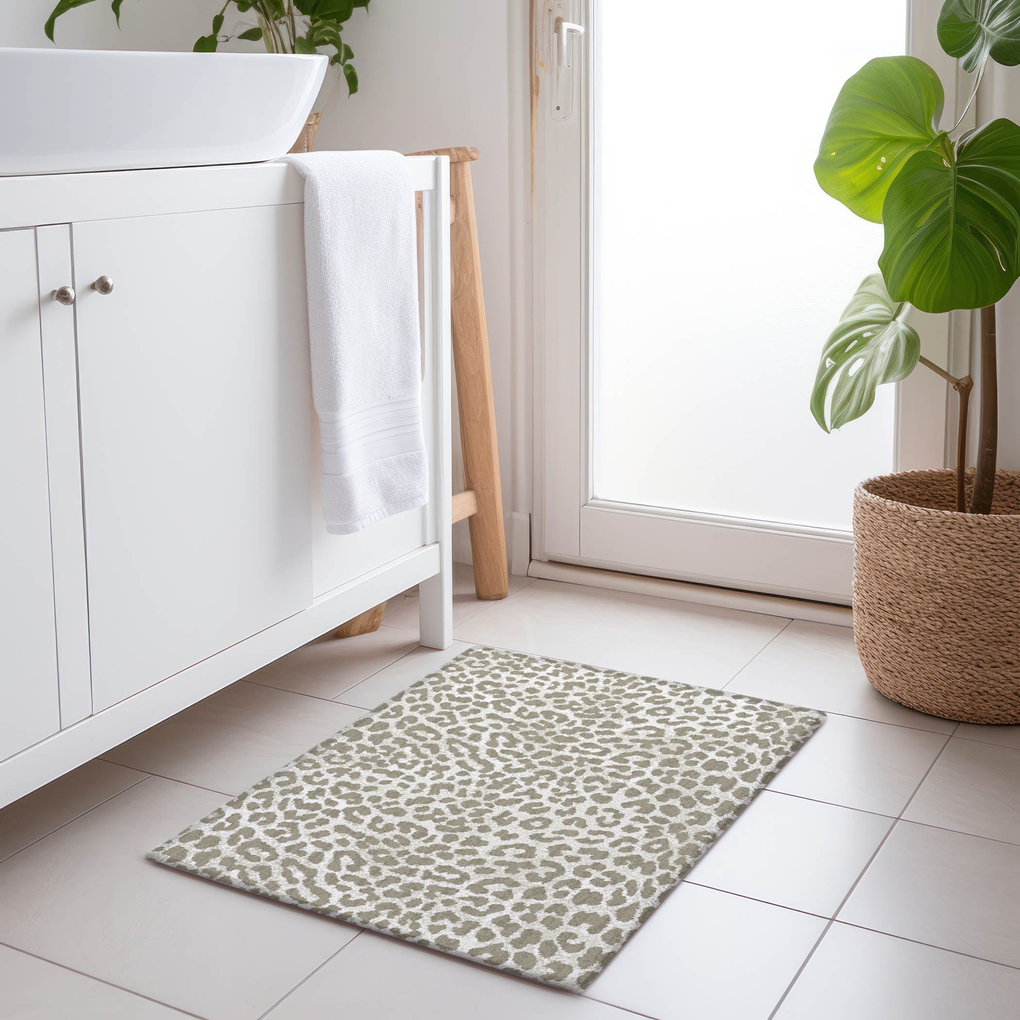 Bogota Machine Washable Animal Skin Pattern Taupe Neutral Rug 1'8" x 2'6" #shape_Rectangle