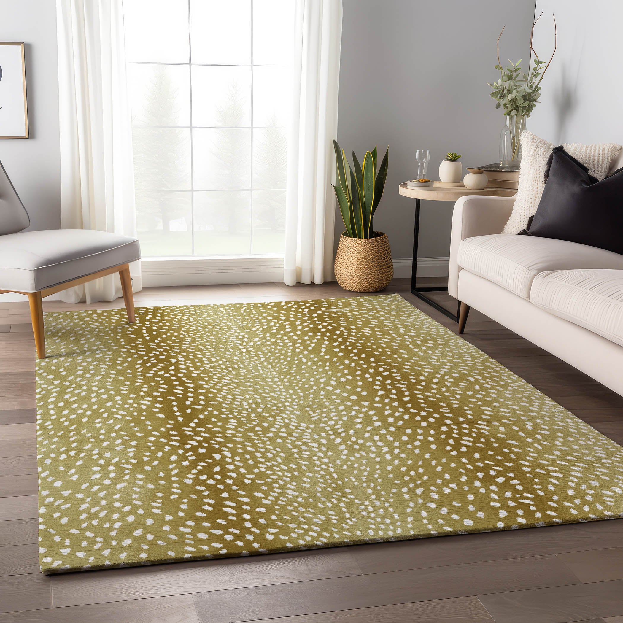 Valletta Machine Washable Animal Skin Pattern Gilded Gold Rug 2'6" x 3'10" #shape_Rectangle