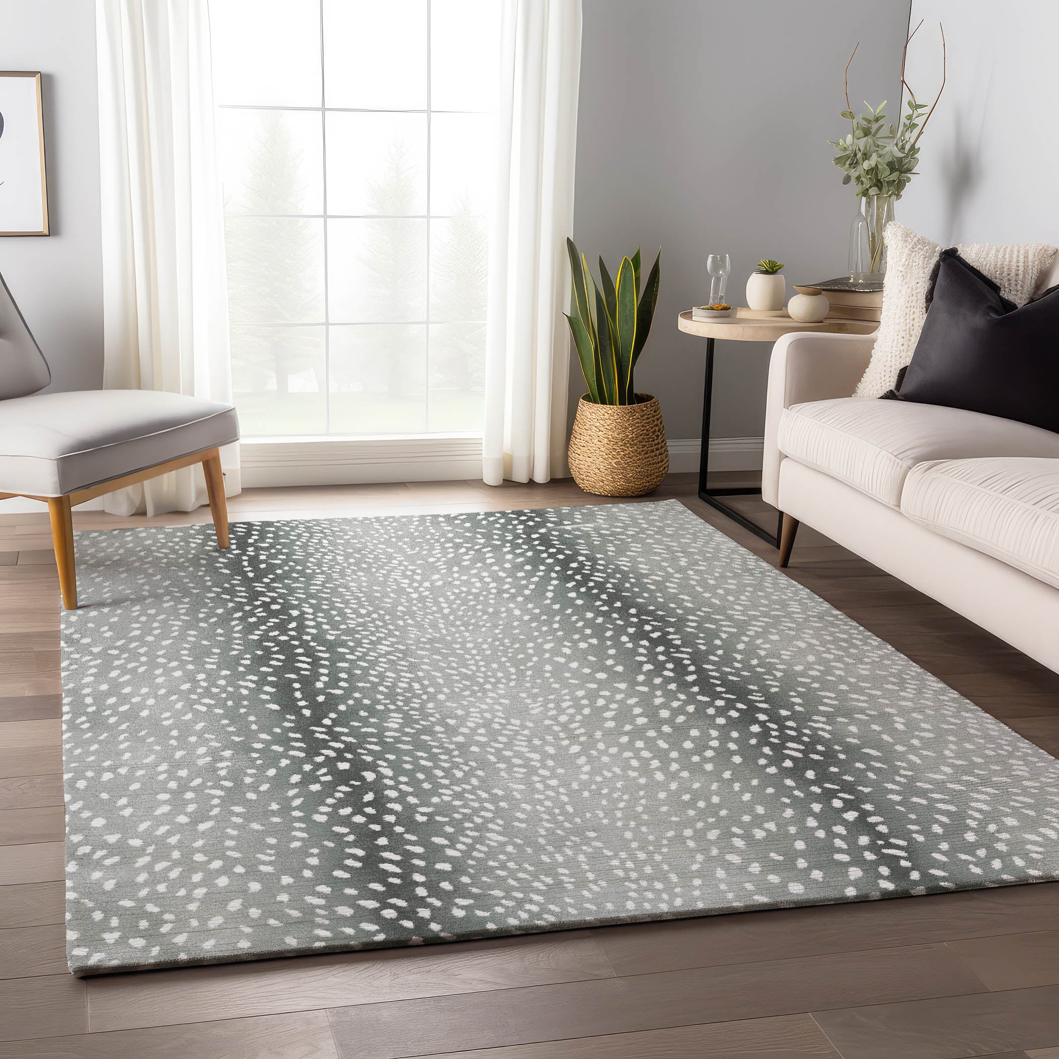 Valletta Machine Washable Animal Skin Pattern Gray Rug 2'6" x 3'10" #shape_Rectangle