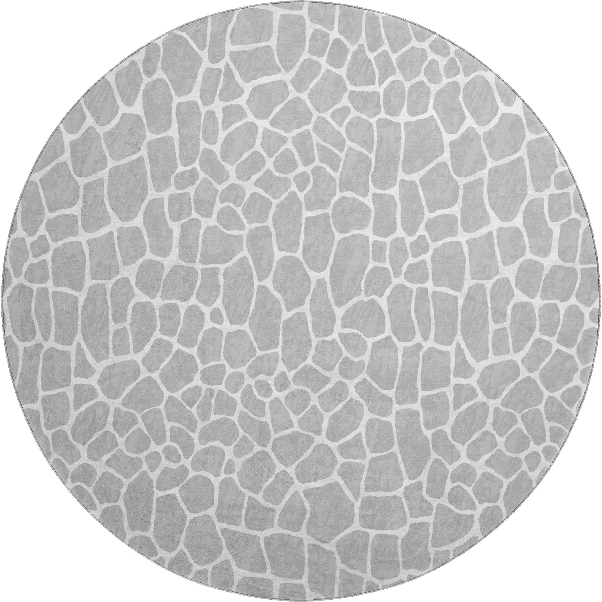 Sintra Machine Washable Animal Skin Pattern Gray Rug 8' x 8' #shape_Round