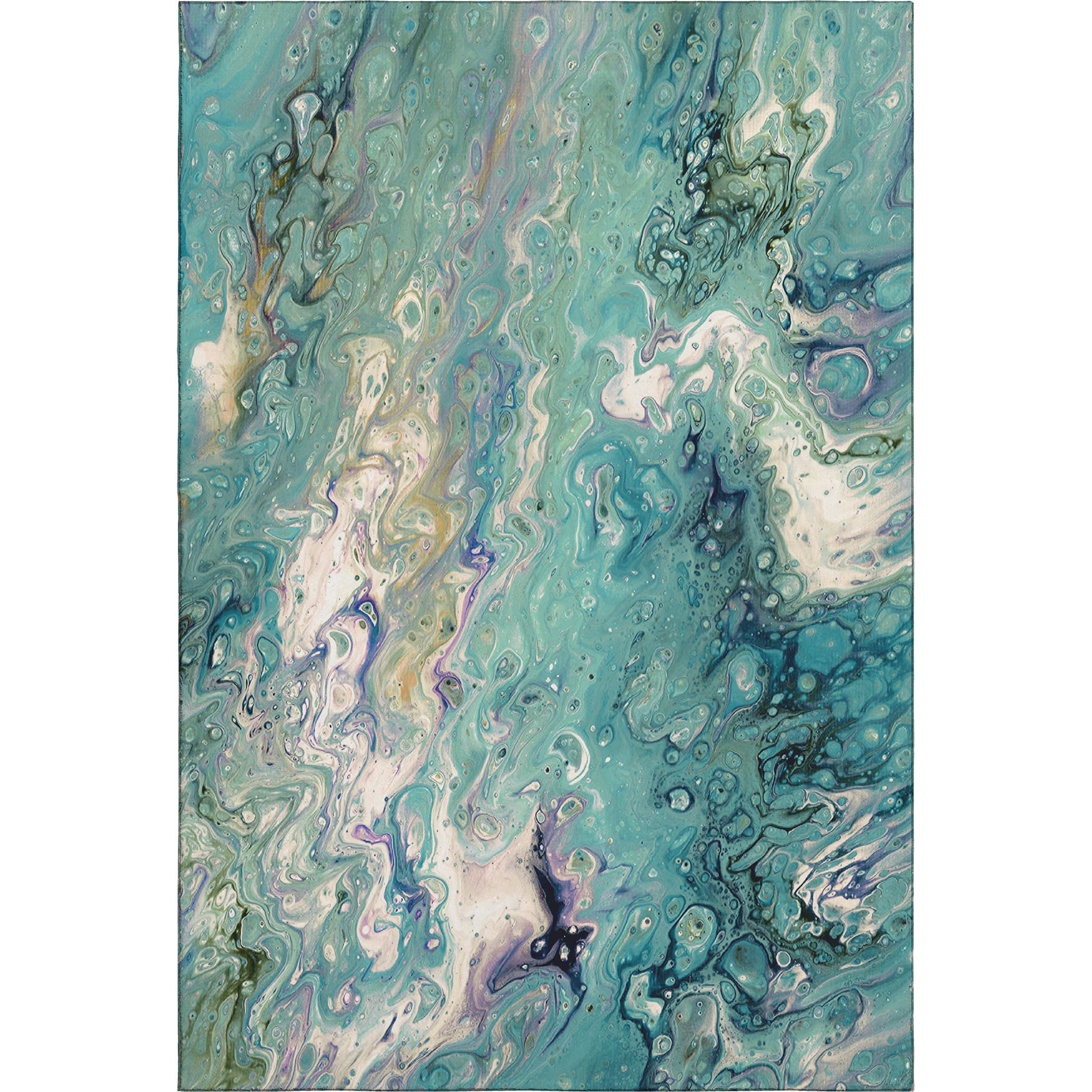 Oaxaca Machine Washable Contemporary Seaglass Blue Rug 2'6" x 3'10" #shape_Rectangle