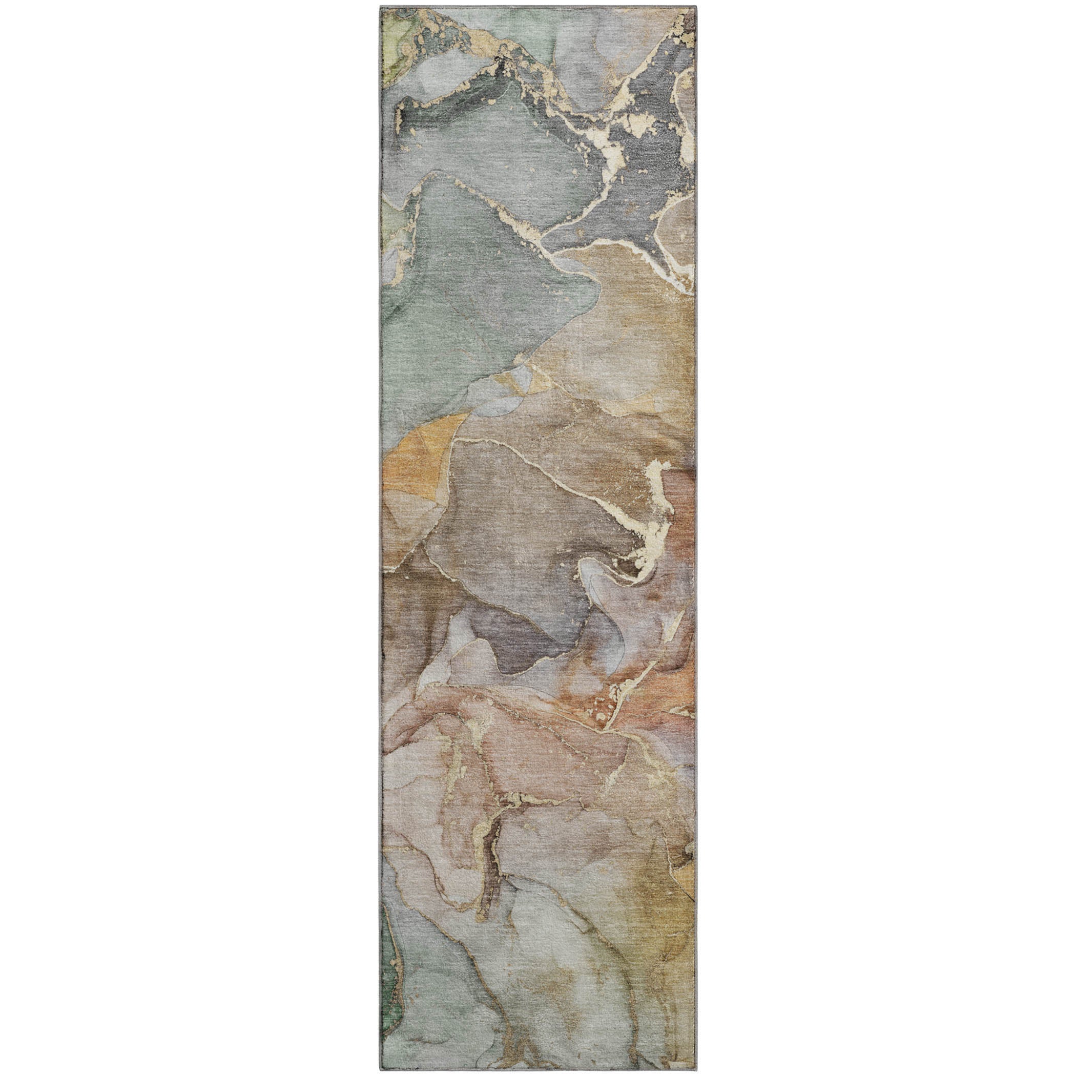 Marrakech Machine Washable Contemporary Beige Brown Rug 2'3" x 7'6" #shape_Runner
