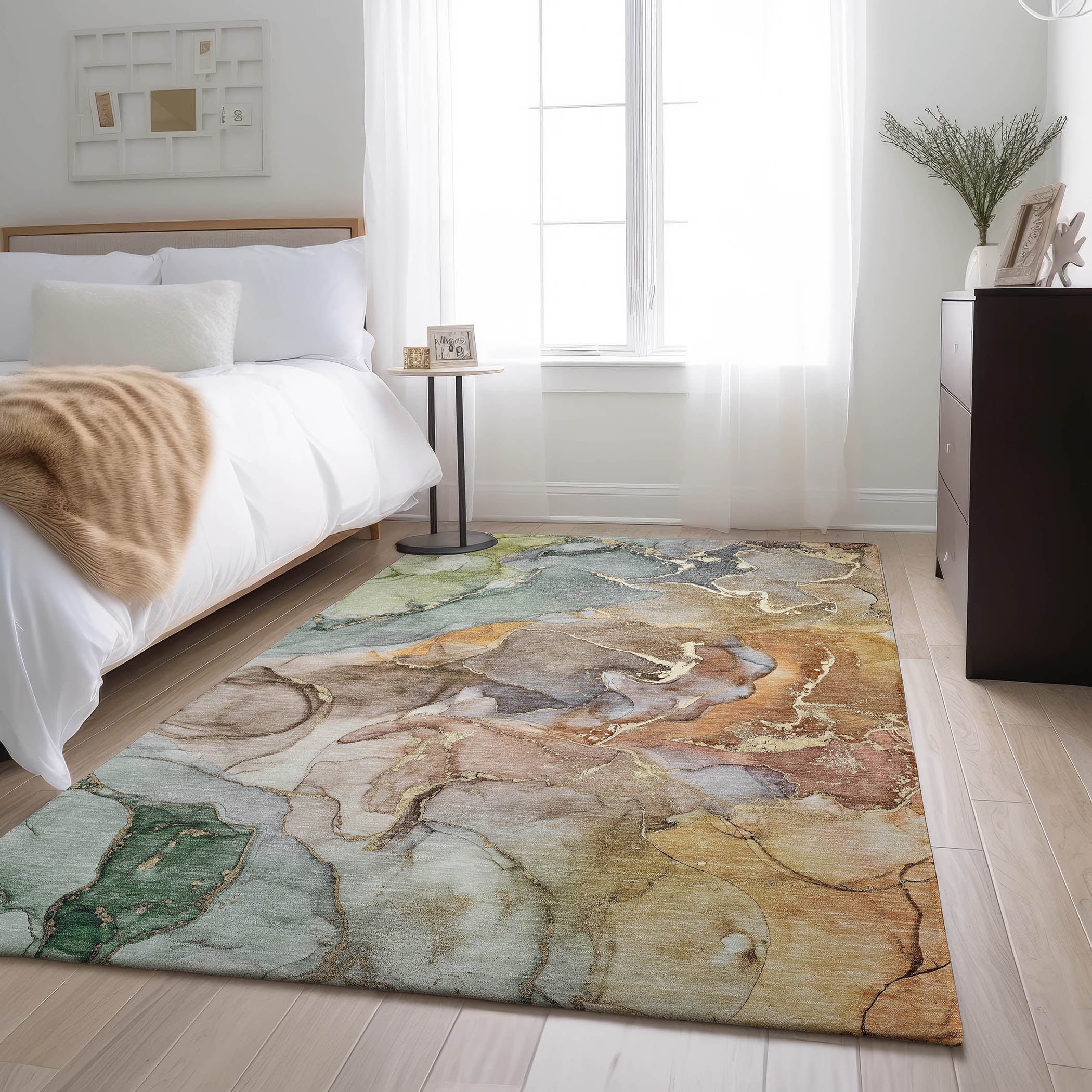 Marrakech Machine Washable Contemporary Beige Brown Rug 2'6" x 3'10" #shape_Rectangle