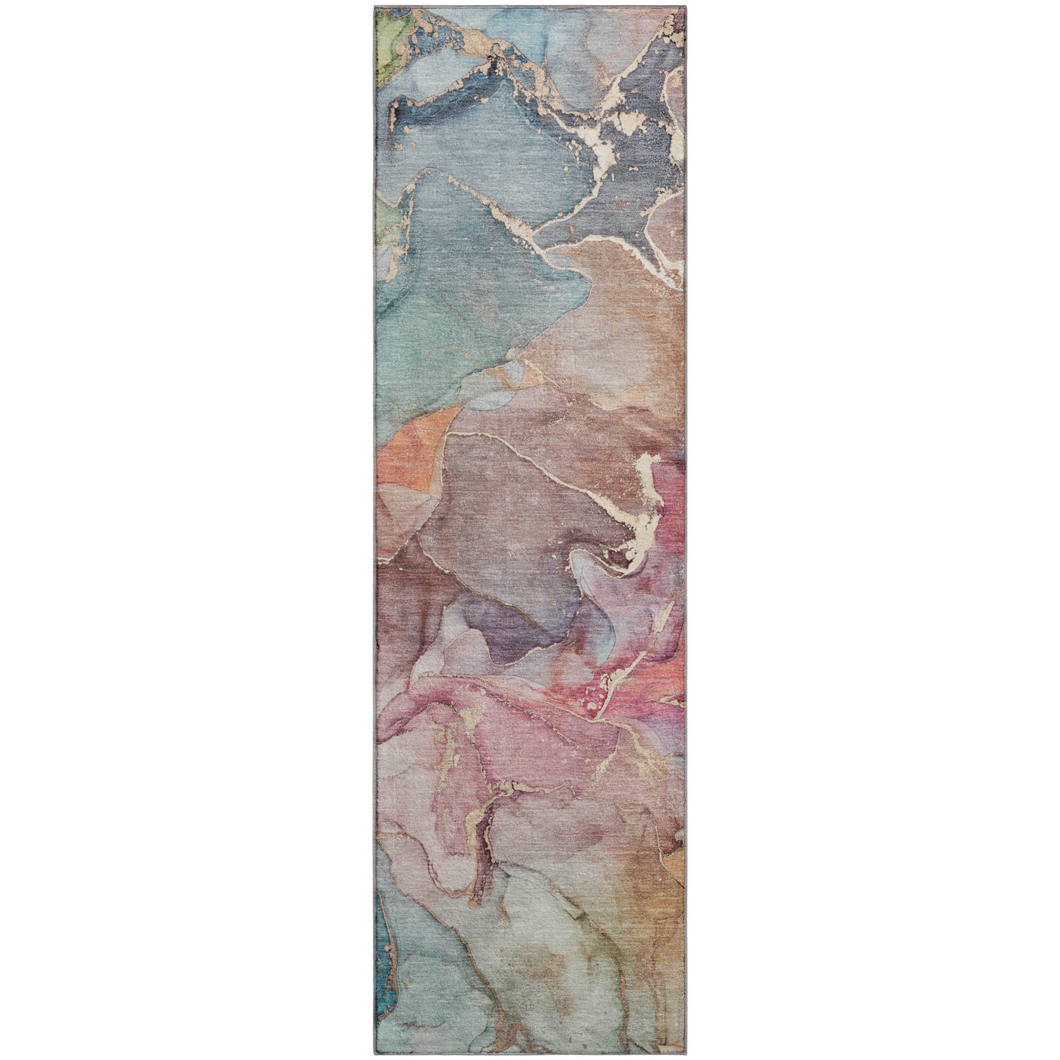 Marrakech Machine Washable Contemporary Blue Rug 2'3" x 7'6" #shape_Runner