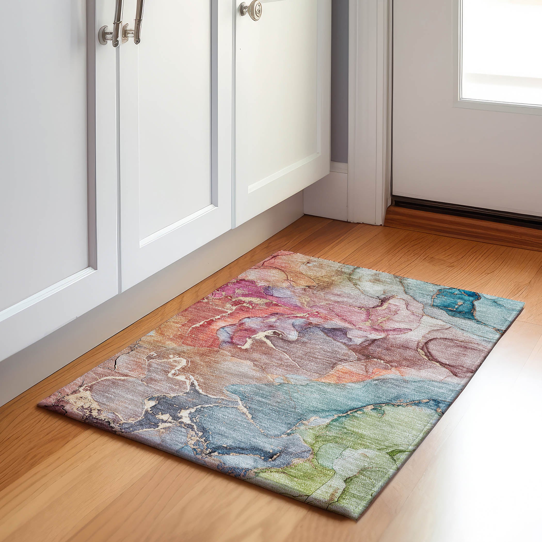Marrakech Machine Washable Contemporary Blue Rug 1'8" x 2'6" #shape_Rectangle