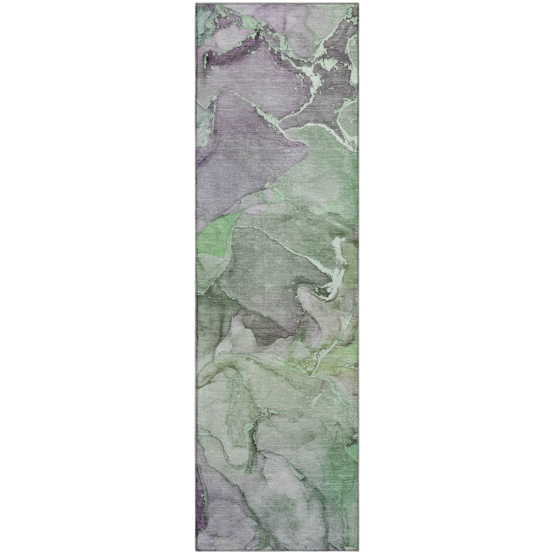Marrakech Machine Washable Contemporary Green Rug 2'3" x 7'6" #shape_Runner