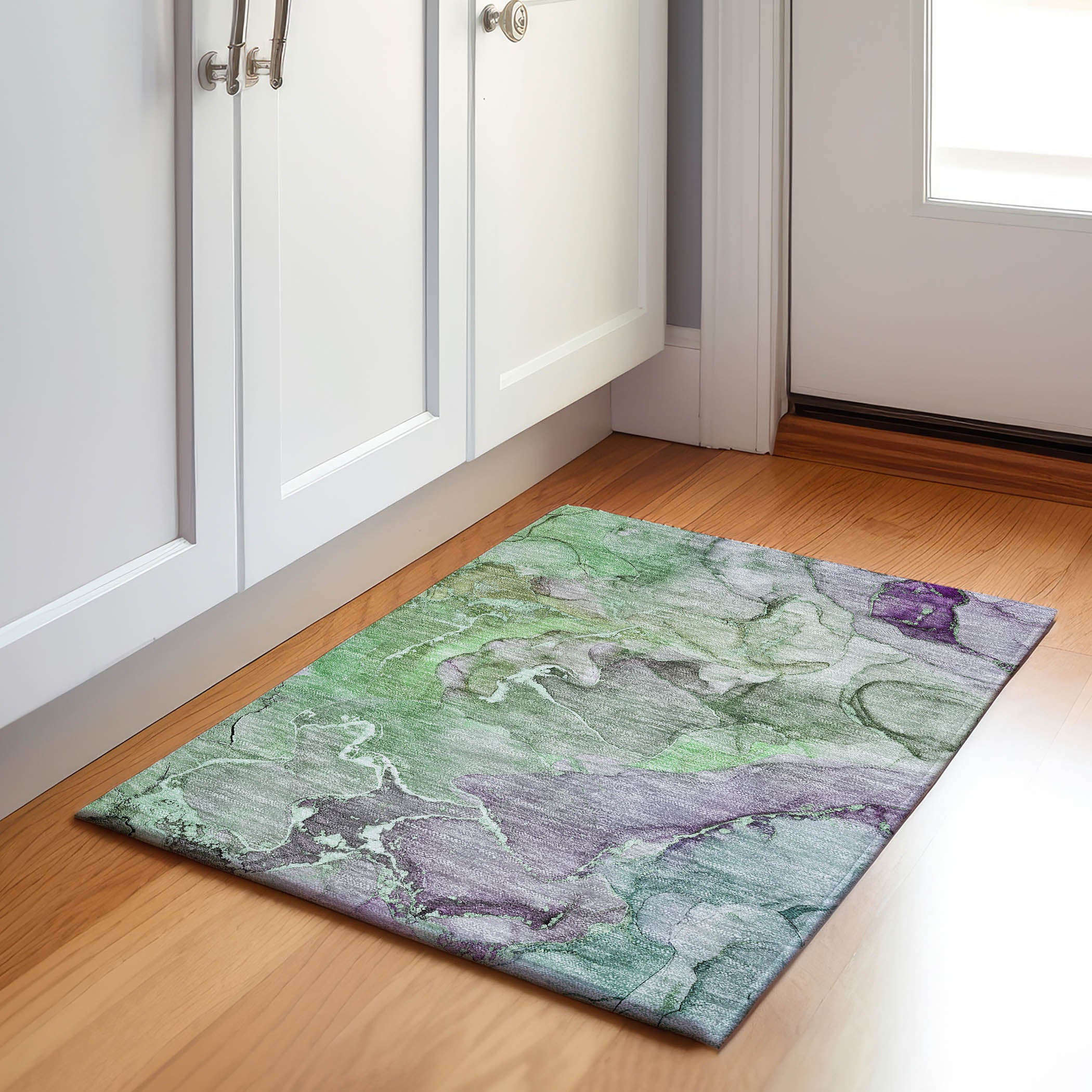 Marrakech Machine Washable Contemporary Green Rug 1'8" x 2'6" #shape_Rectangle