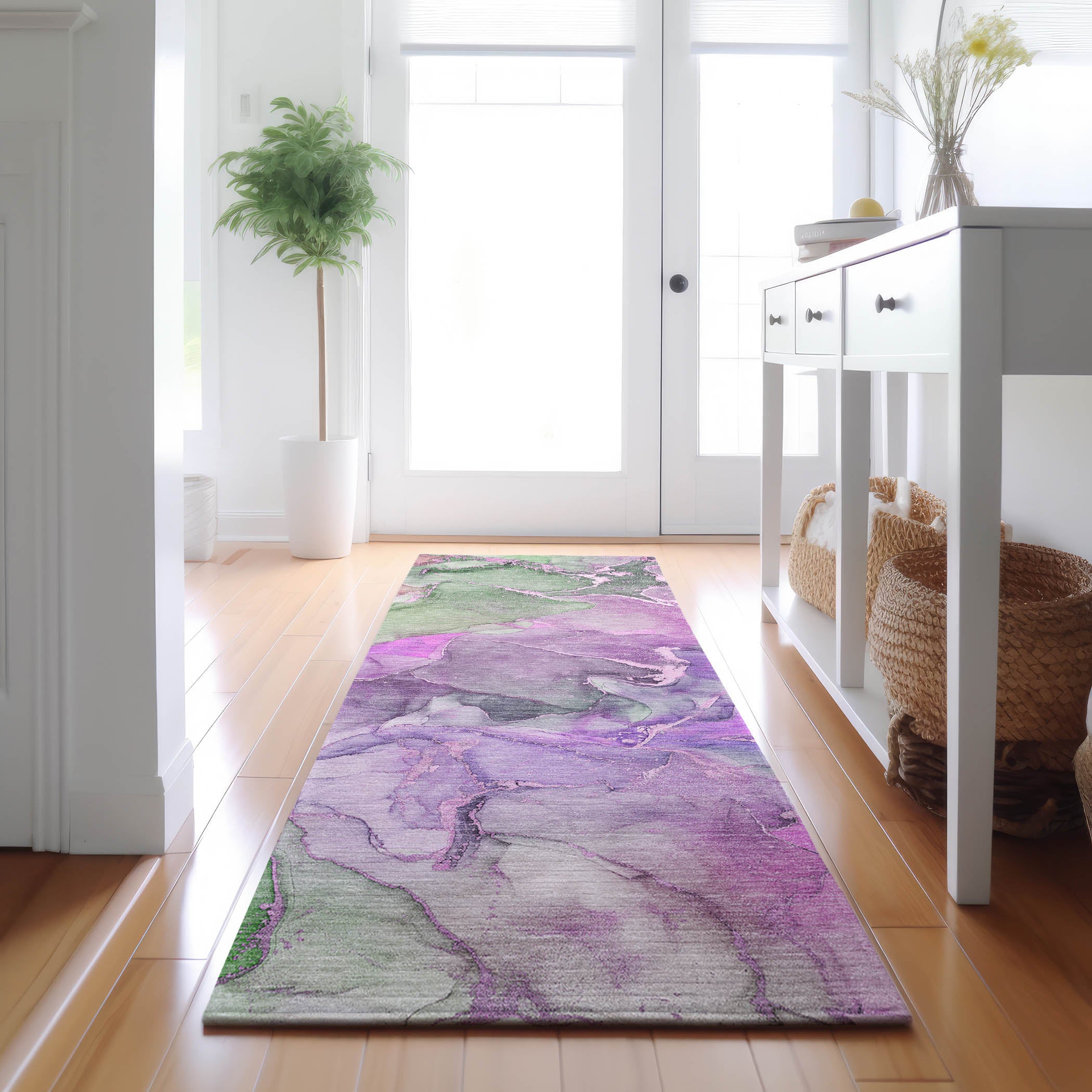 Marrakech Machine Washable Contemporary Purple Rug 2'3" x 7'6" #shape_Runner