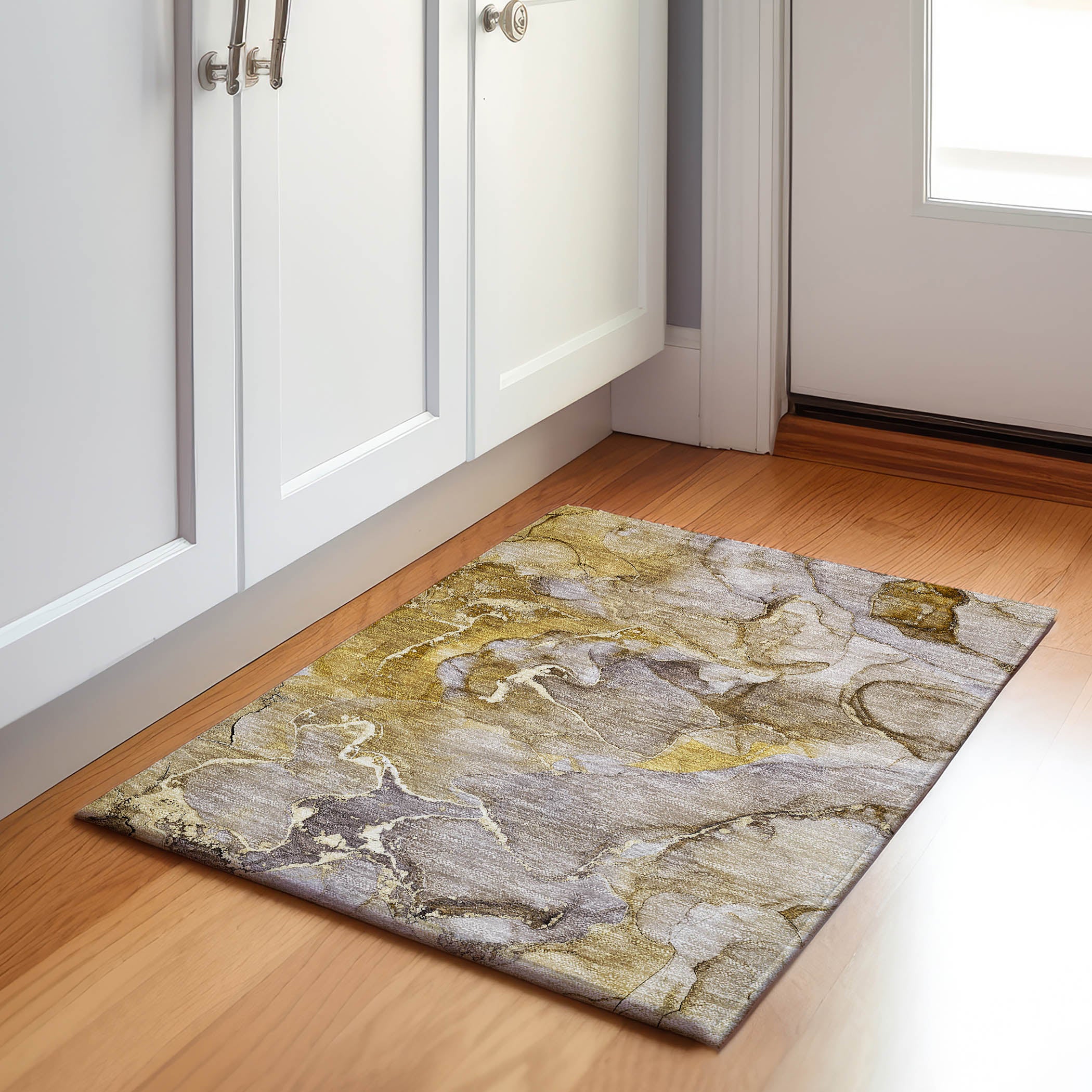 Marrakech Machine Washable Contemporary Taupe Brown Rug 1'8" x 2'6" #shape_Rectangle