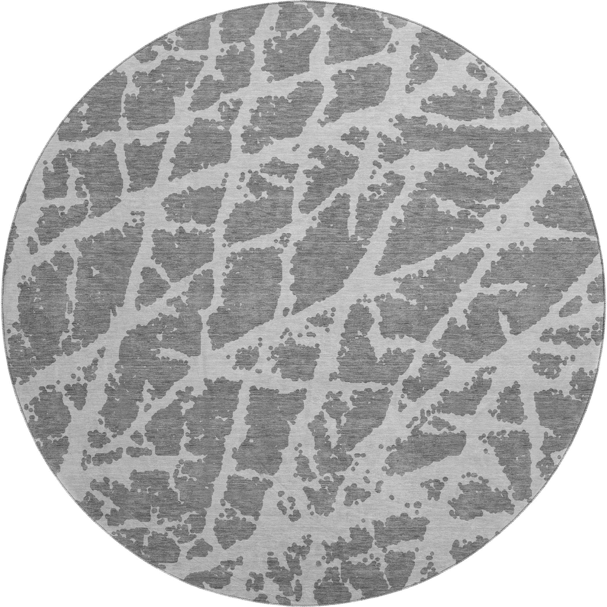 Siena Machine Washable Transitional Charcoal Gray Rug 8' x 8' #shape_Round