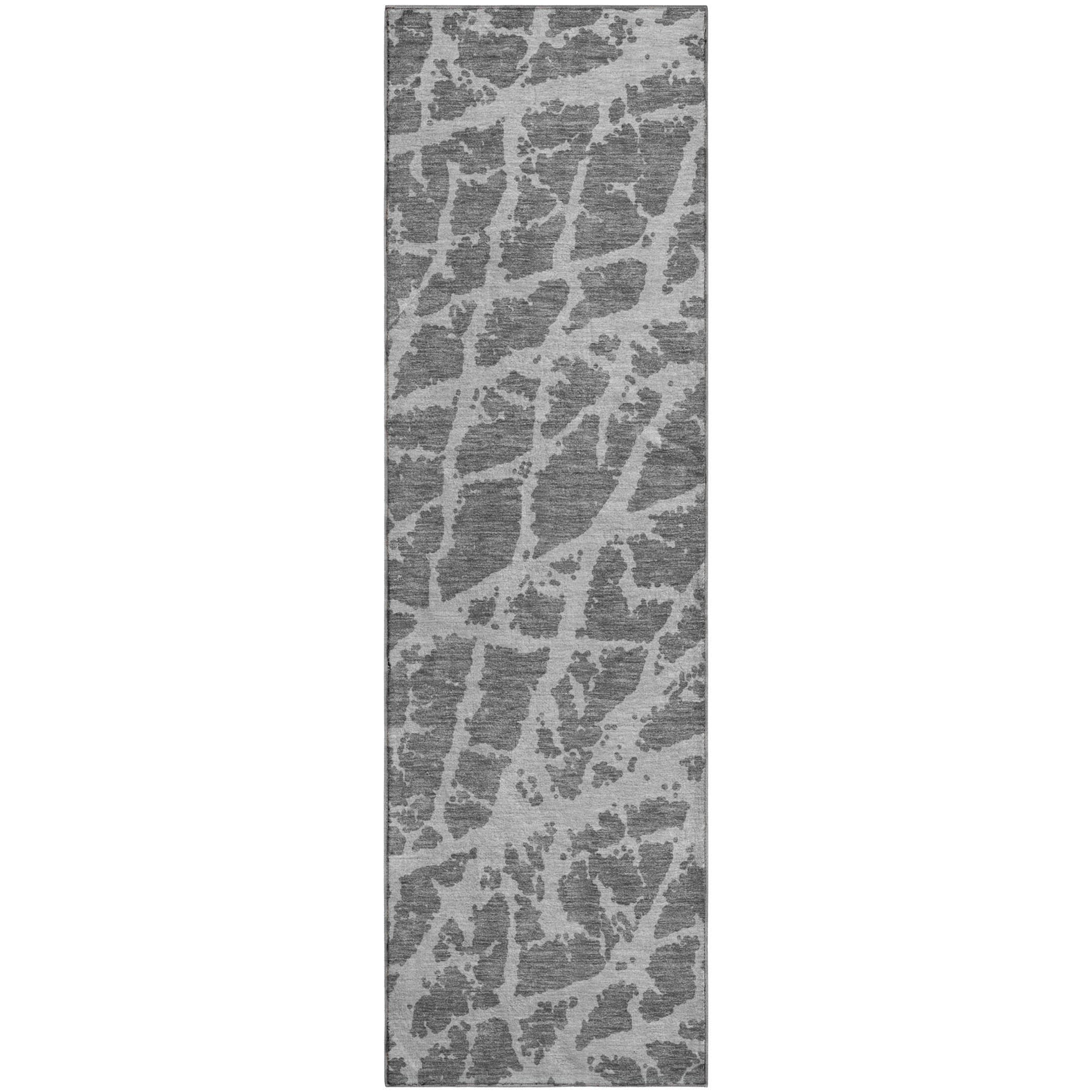 Siena Machine Washable Transitional Charcoal Gray Rug 2'3" x 7'6" #shape_Runner