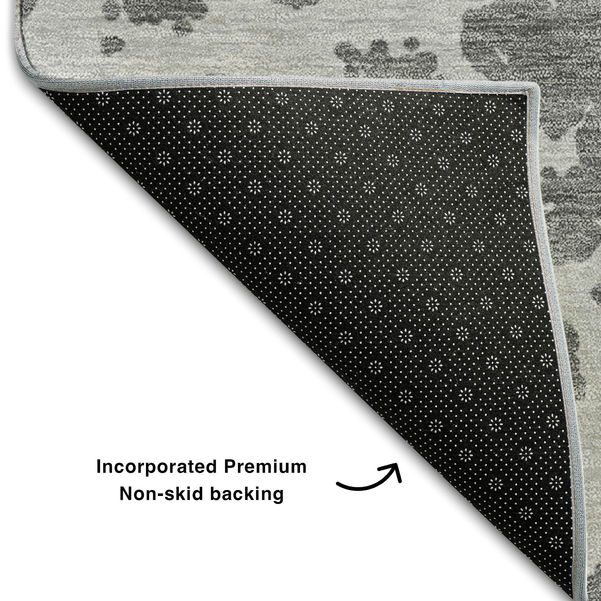 Siena Machine Washable Transitional Charcoal Gray Rug 1'8" x 2'6" #shape_Rectangle