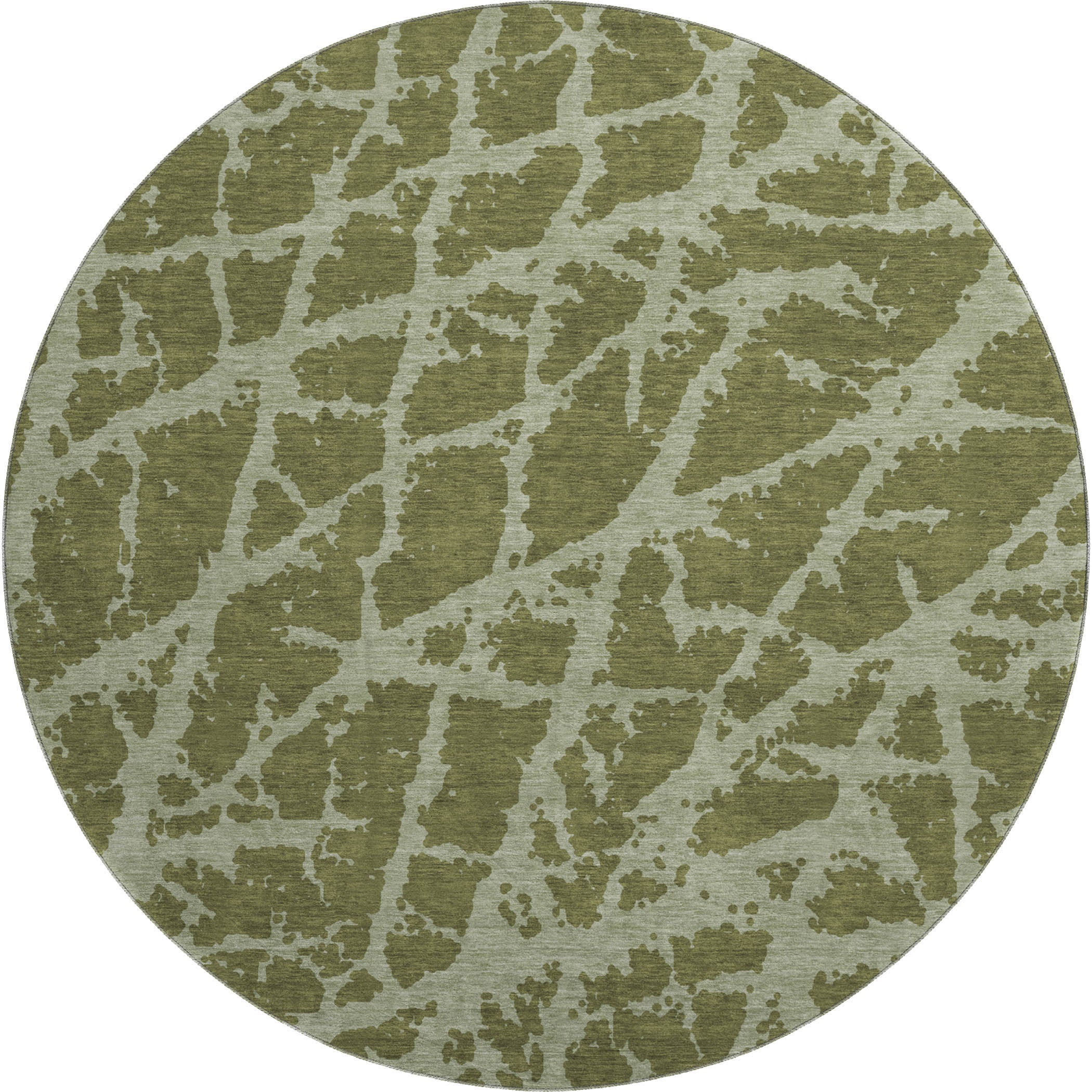 Siena Machine Washable Transitional Olive Green Rug 8' x 8' #shape_Round