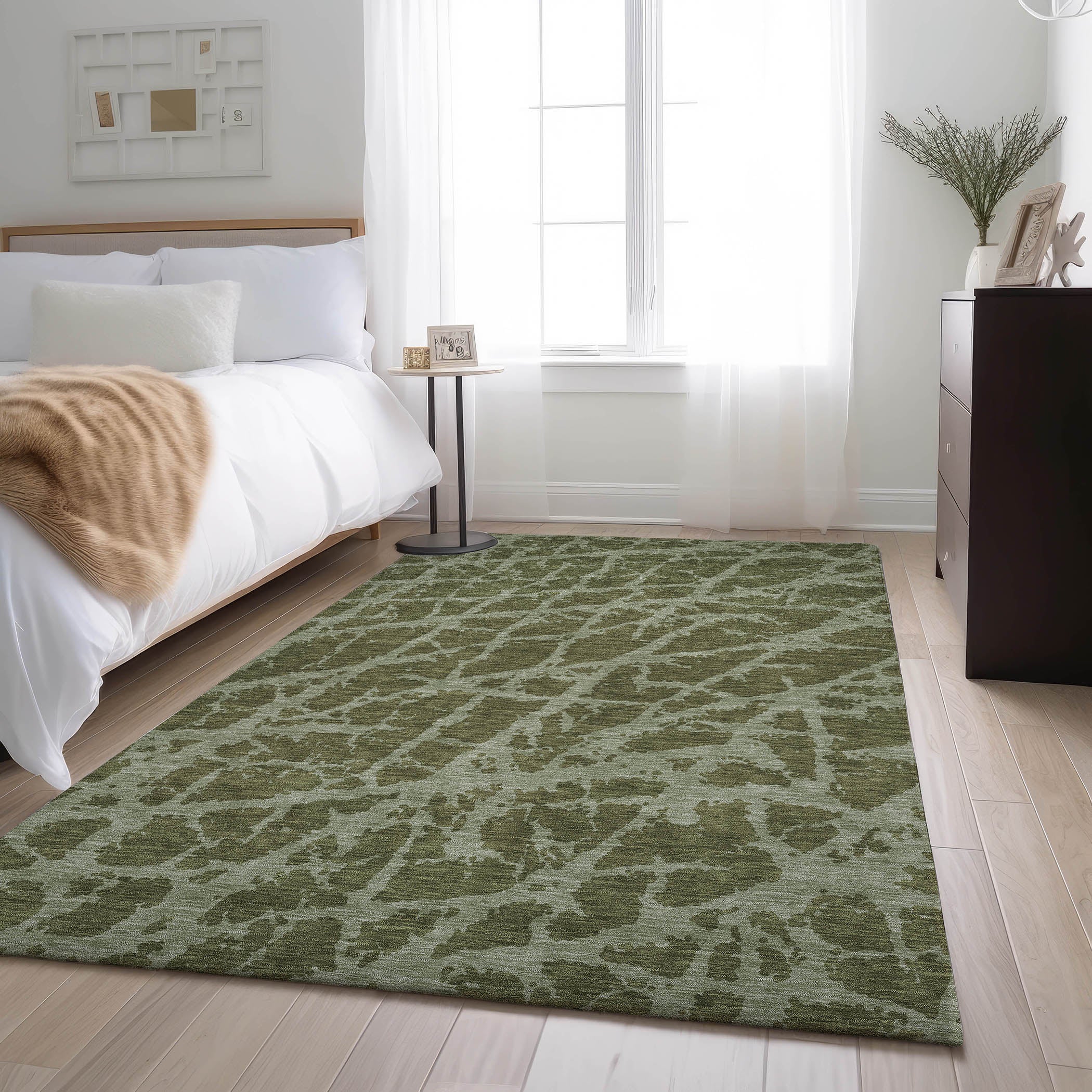 Siena Machine Washable Transitional Olive Green Rug 2'6" x 3'10" #shape_Rectangle