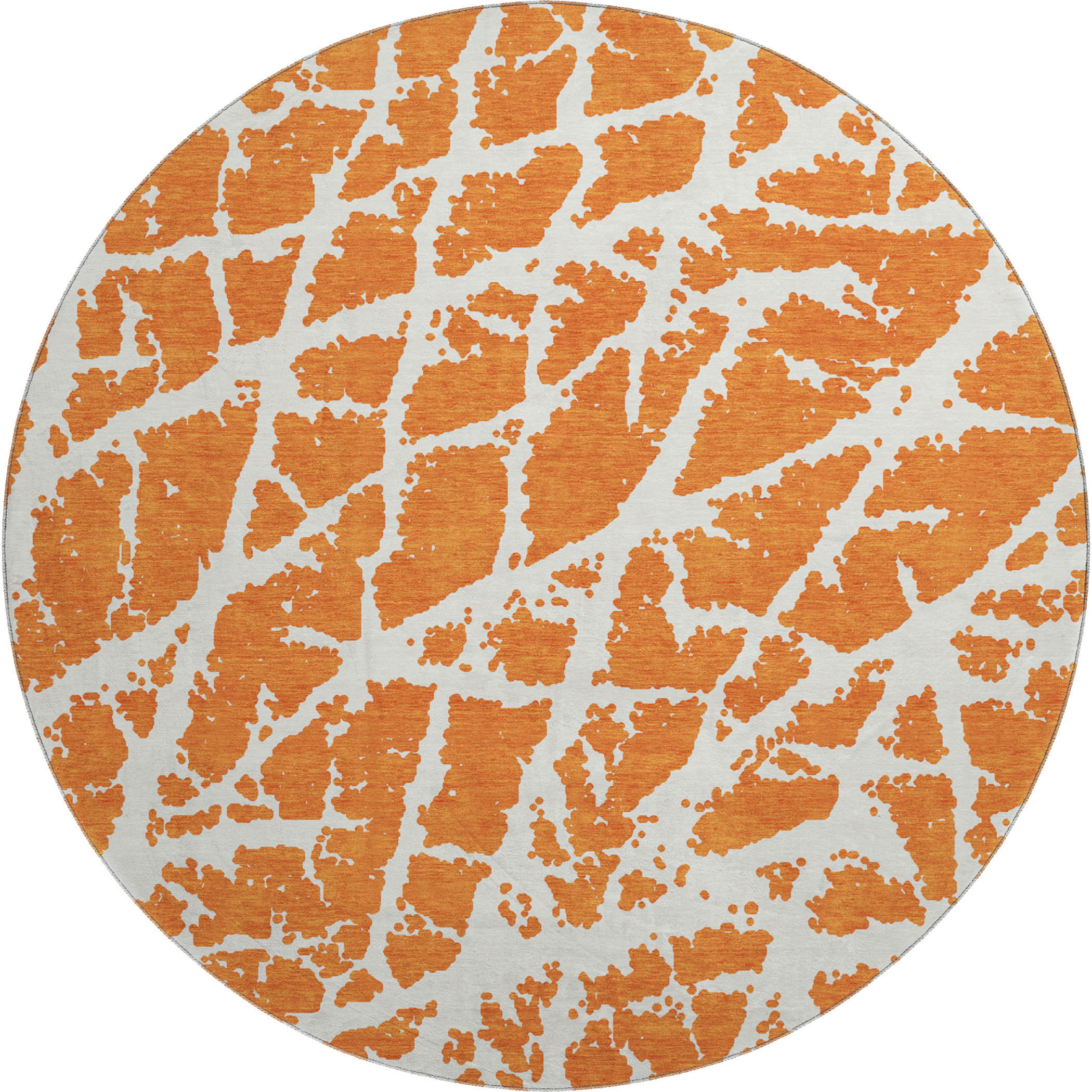 Siena Machine Washable Transitional Orange Rug 8' x 8' #shape_Round
