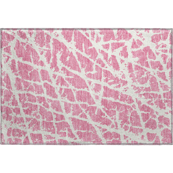 Siena Machine Washable Transitional Pink Rug 1'8" x 2'6"