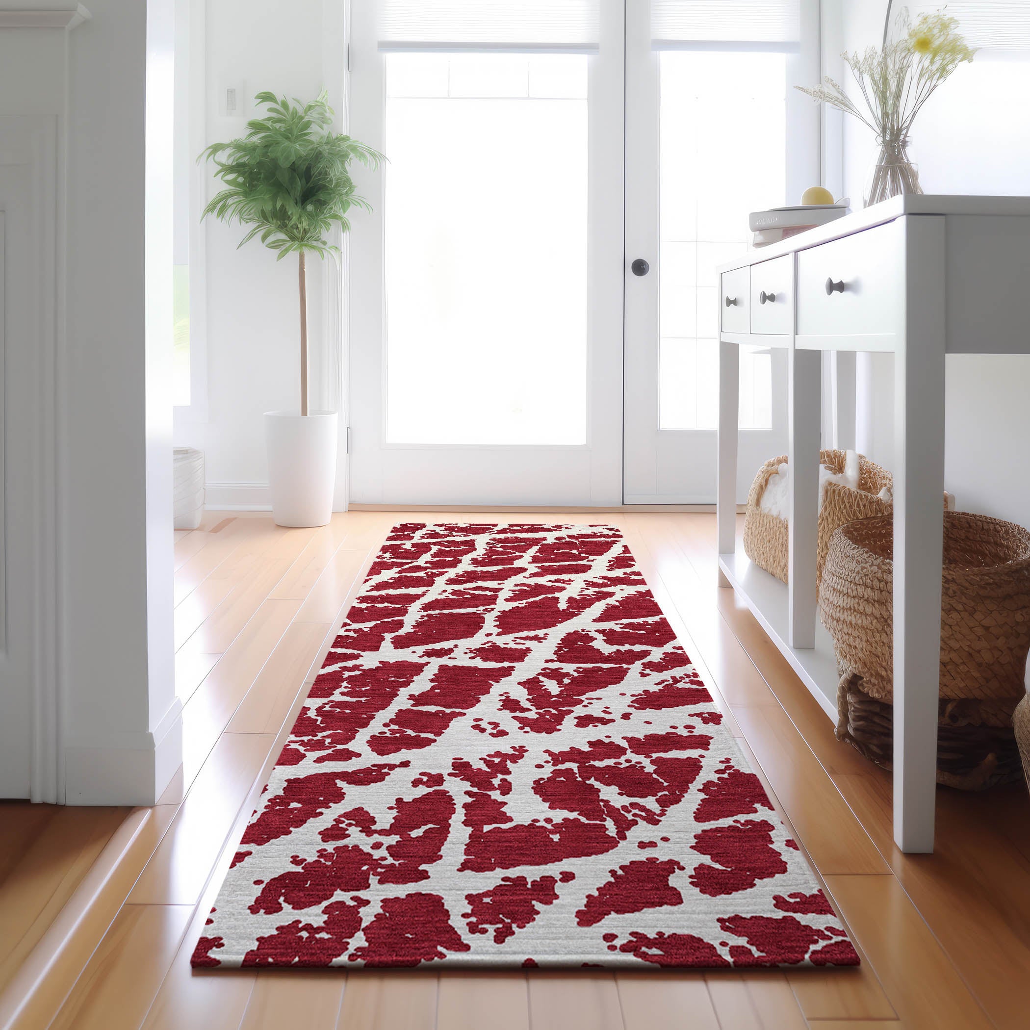 Siena Machine Washable Transitional Red Rug 2'3" x 7'6" #shape_Runner
