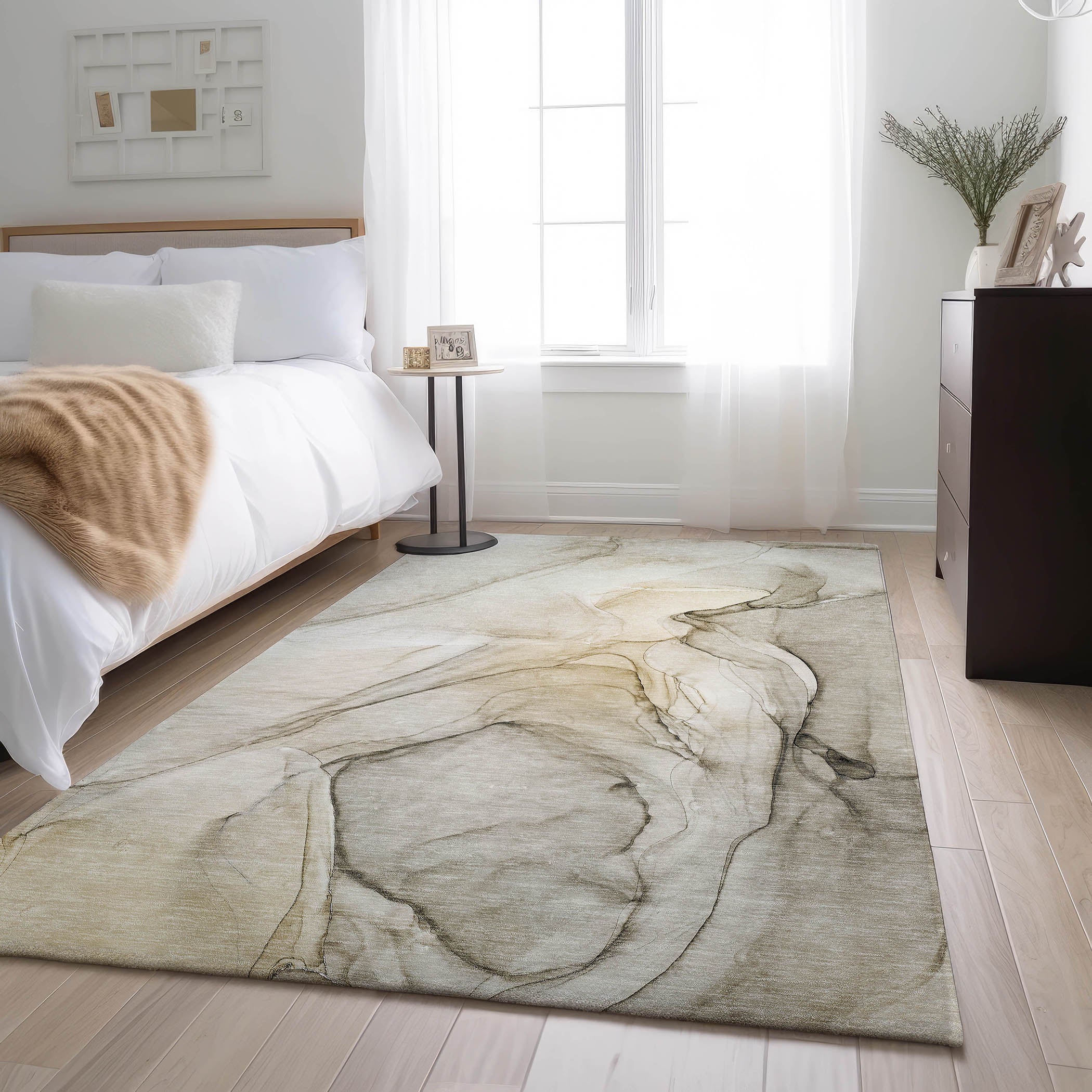 Valletta Machine Washable Transitional Beige Brown Rug 2'6" x 3'10" #shape_Rectangle