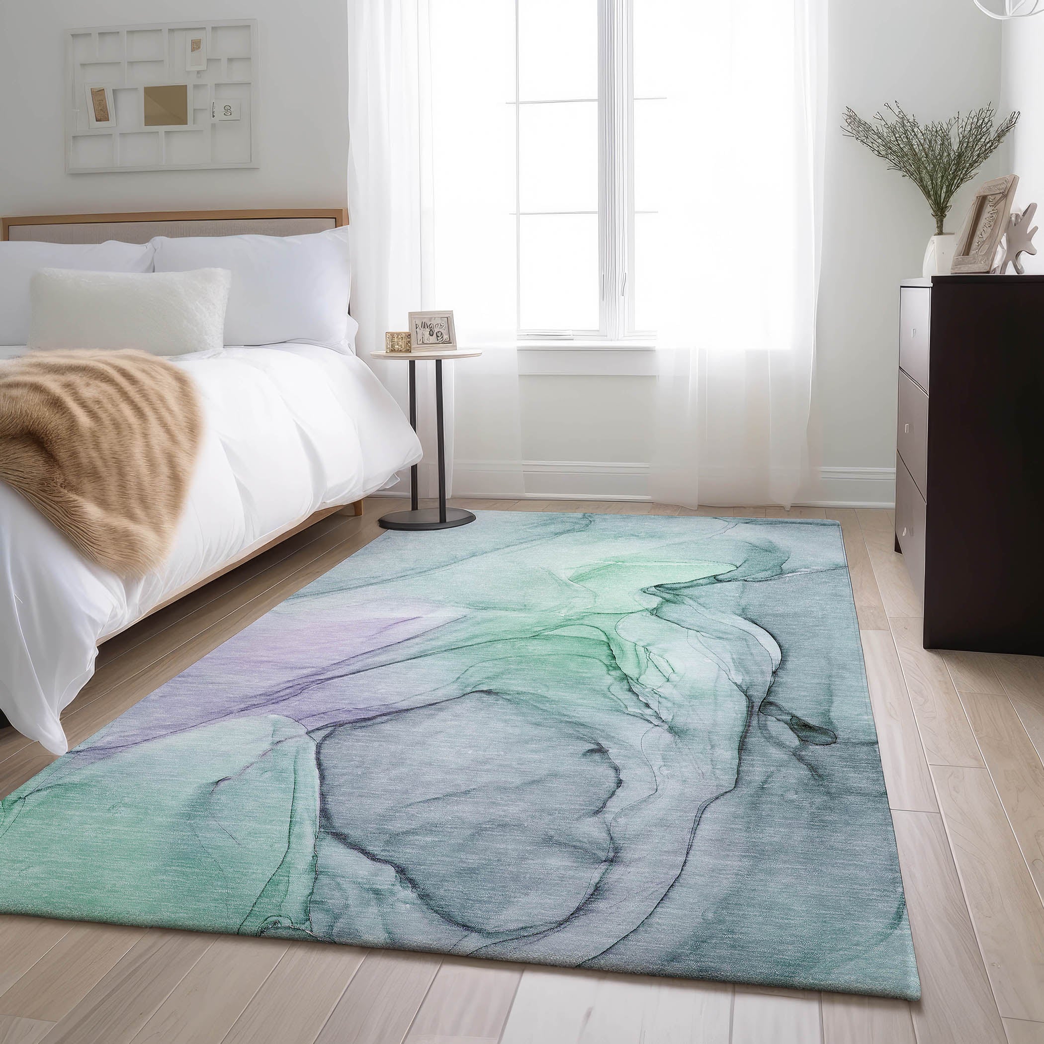 Valletta Machine Washable Transitional Blue Rug 2'6" x 3'10" #shape_Rectangle