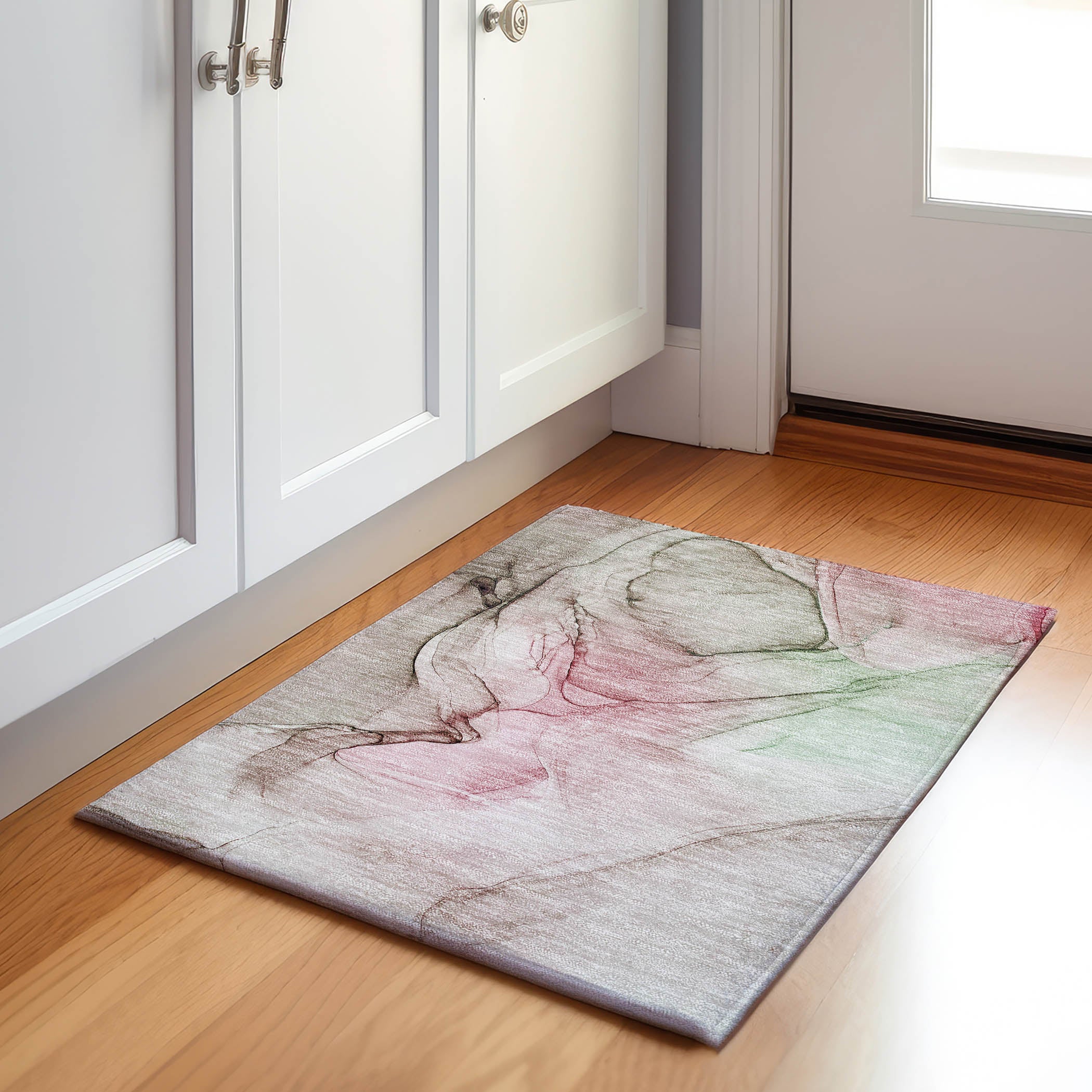 Valletta Machine Washable Transitional Blush Pink Rug 1'8" x 2'6" #shape_Rectangle