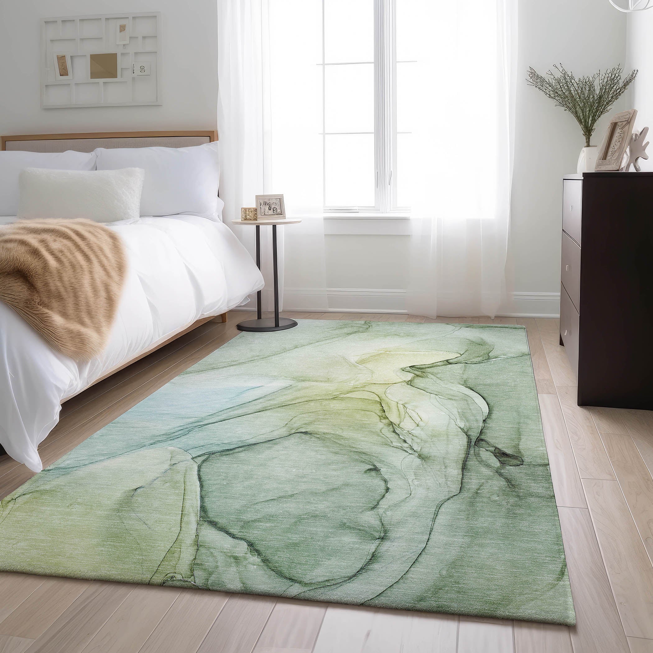 Valletta Machine Washable Transitional Green Rug 2'6" x 3'10" #shape_Rectangle