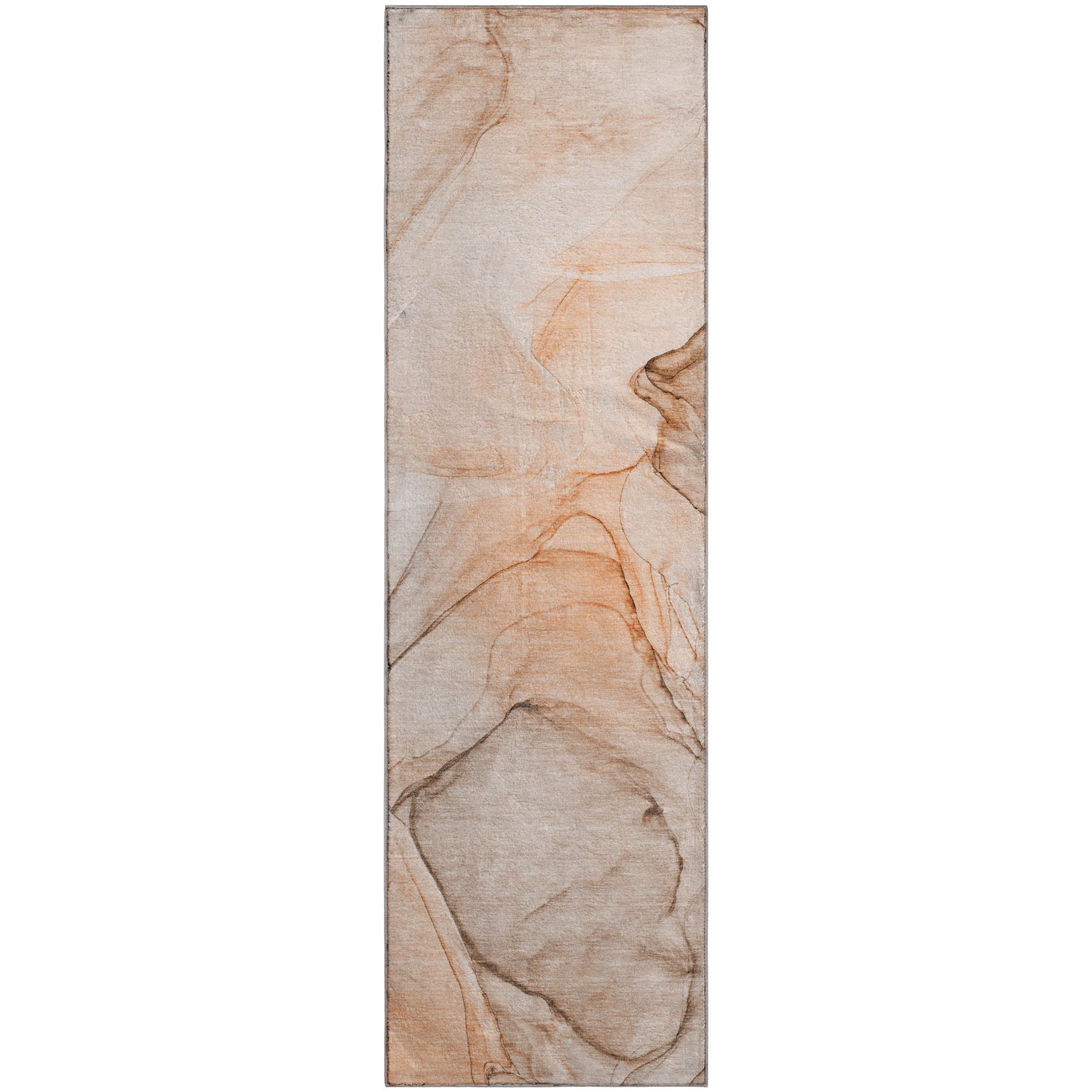 Valletta Machine Washable Transitional Orange Rug 2'3" x 7'6" #shape_Runner