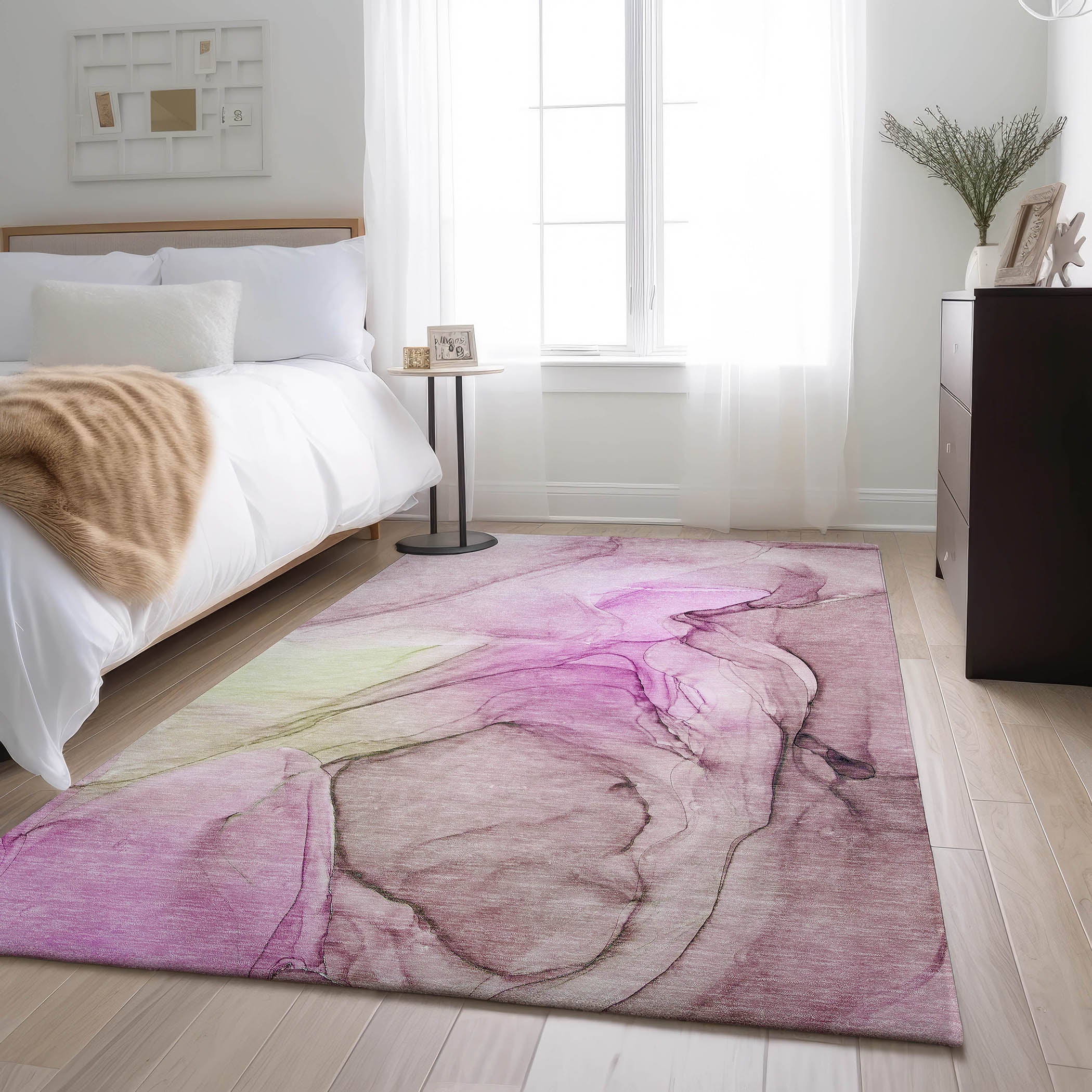 Valletta Machine Washable Transitional Pink Rug 2'6" x 3'10" #shape_Rectangle