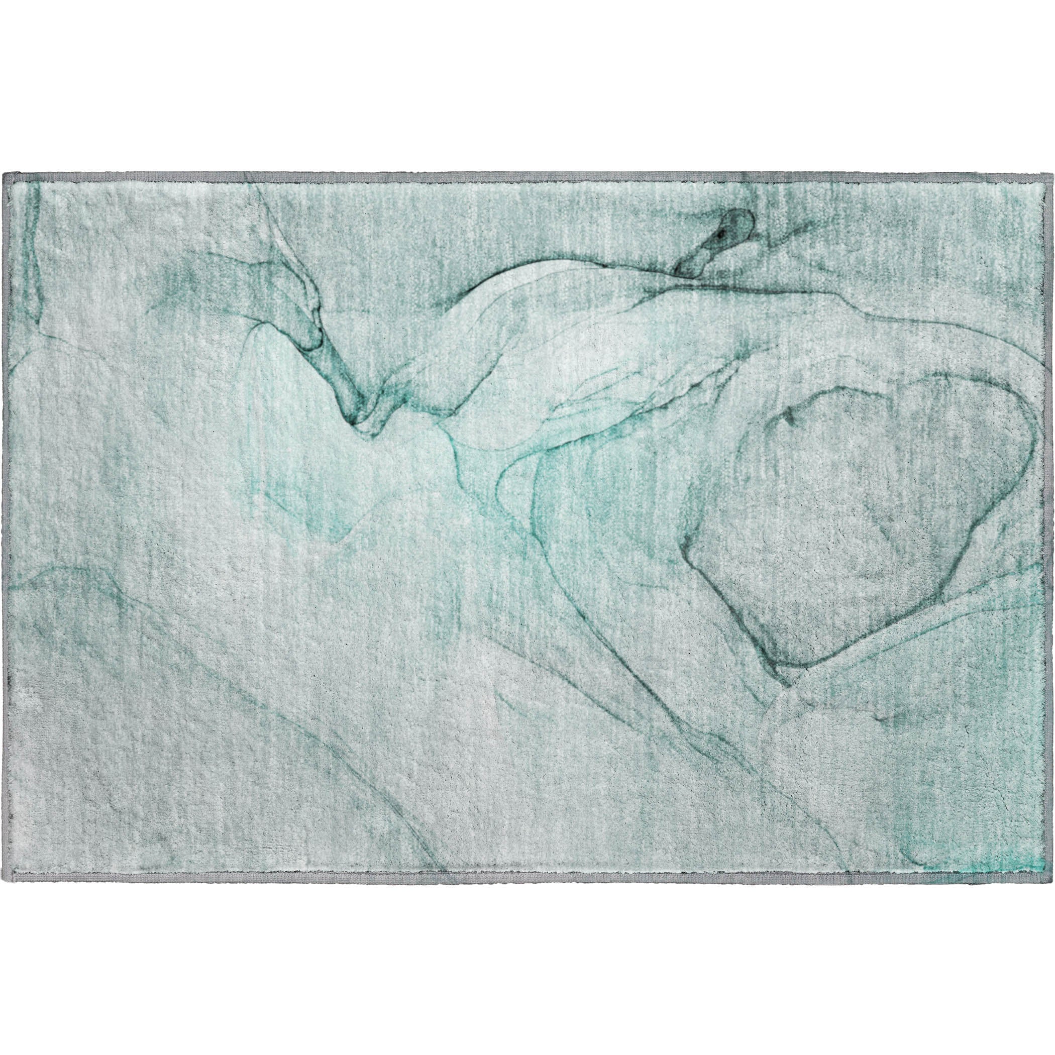 Valletta Machine Washable Transitional Teal Rug 1'8" x 2'6" #shape_Rectangle