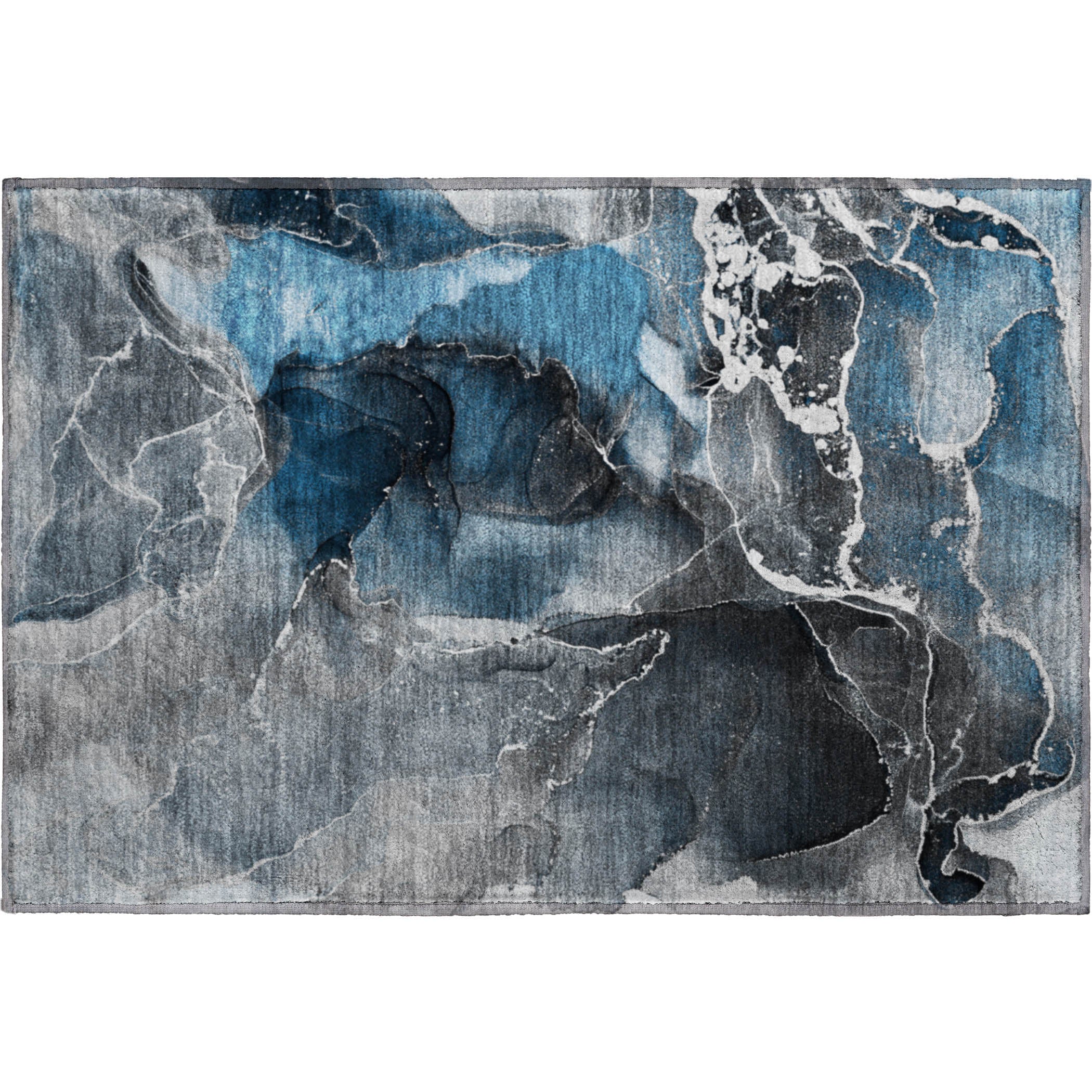 Siena Machine Washable Contemporary Blue Rug 1'8" x 2'6" #shape_Rectangle