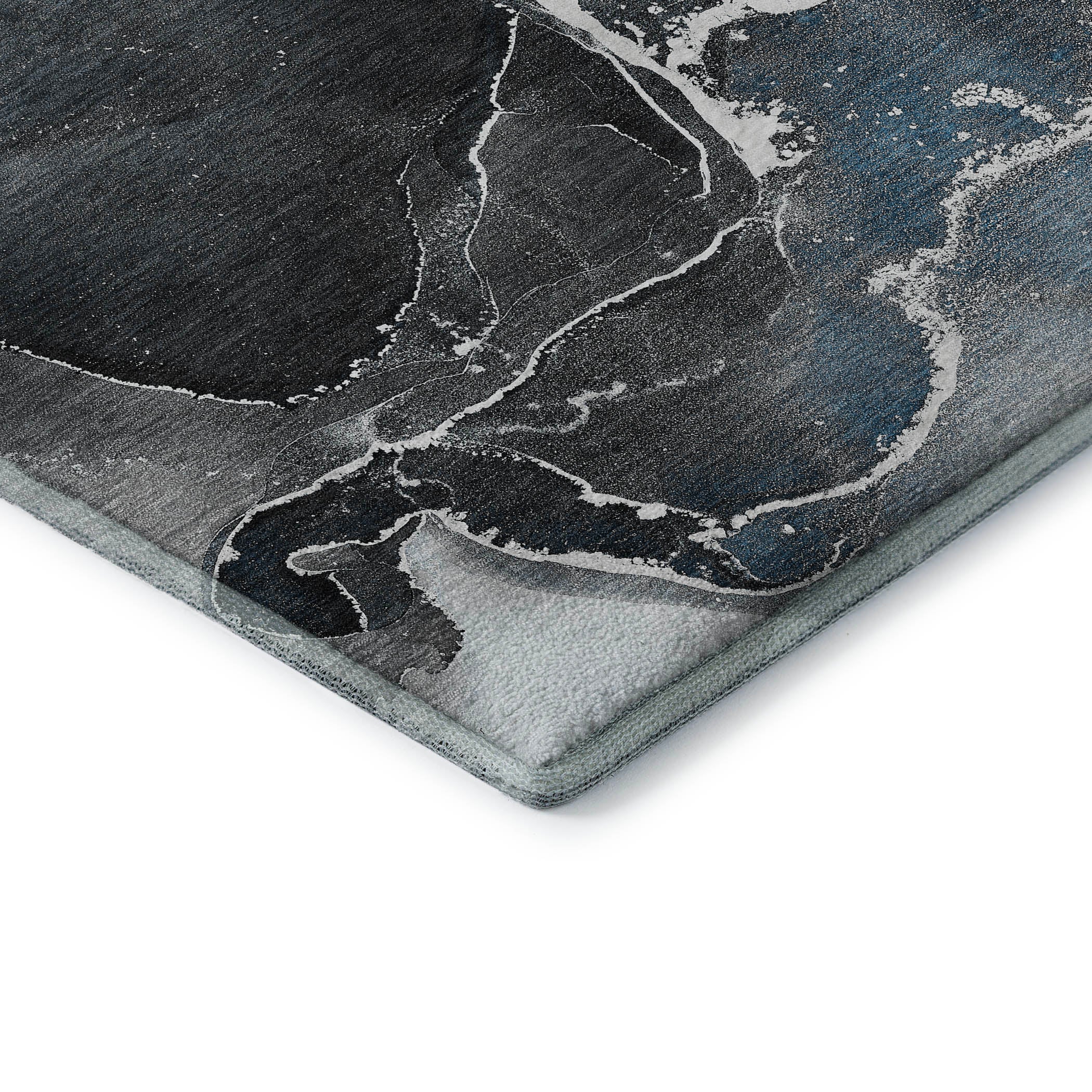 Siena Machine Washable Contemporary Blue Rug 1'8" x 2'6" #shape_Rectangle