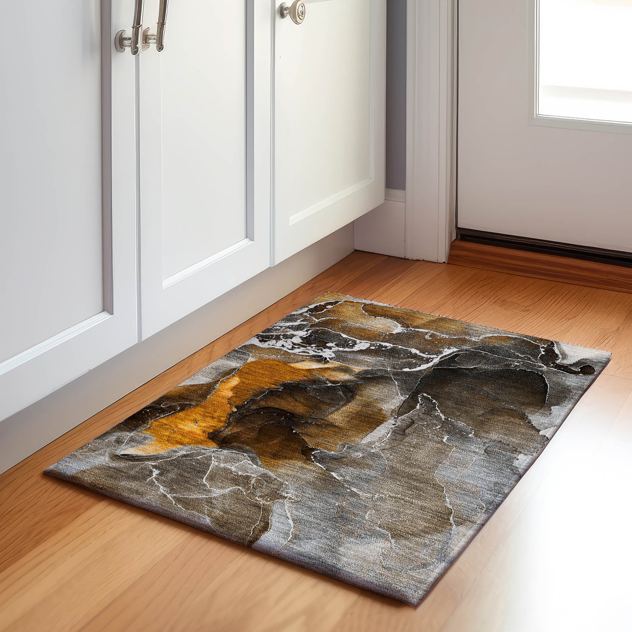Siena Machine Washable Contemporary Brown Rug 1'8" x 2'6" #shape_Rectangle