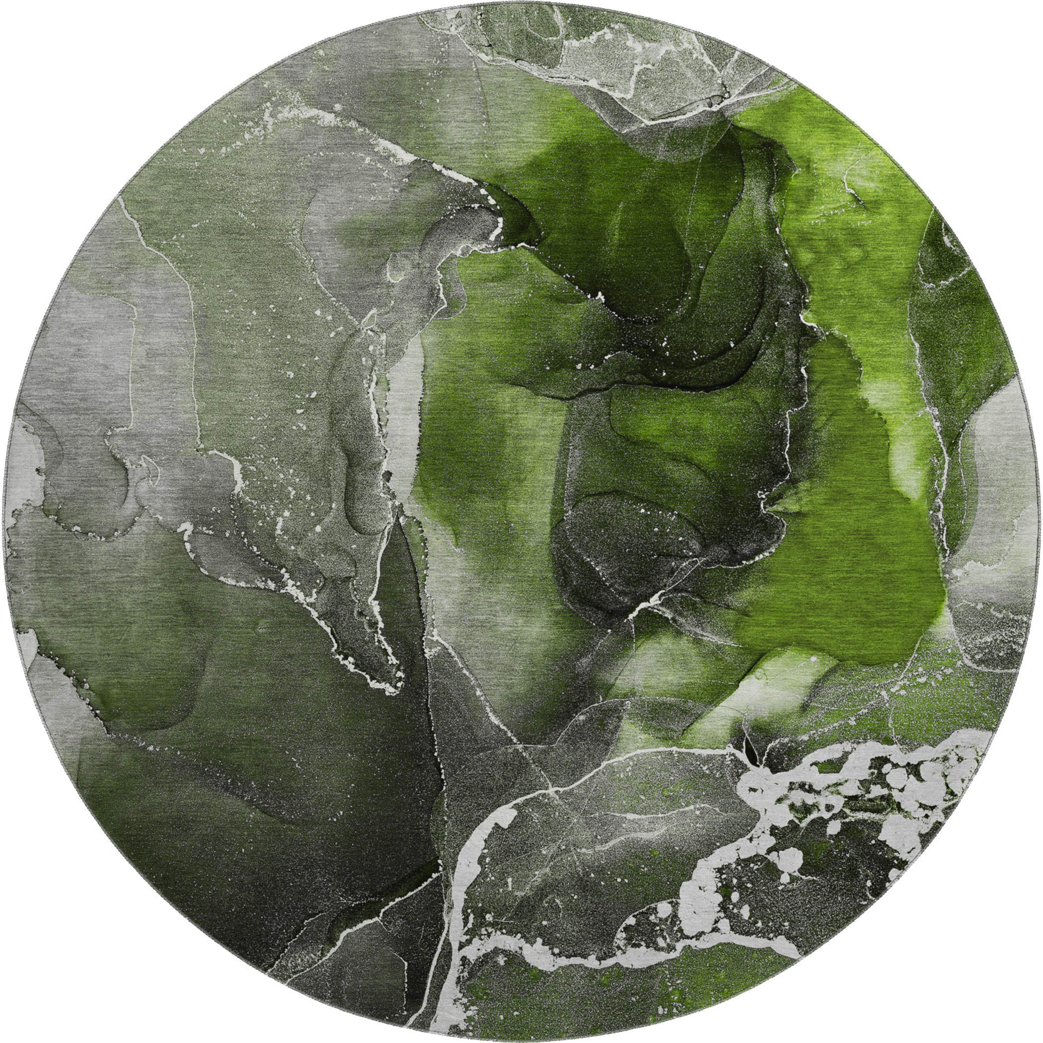 Siena Machine Washable Contemporary Green Rug 8' x 8' #shape_Round