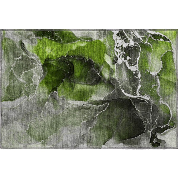 Siena Machine Washable Contemporary Green Rug 1'8" x 2'6"