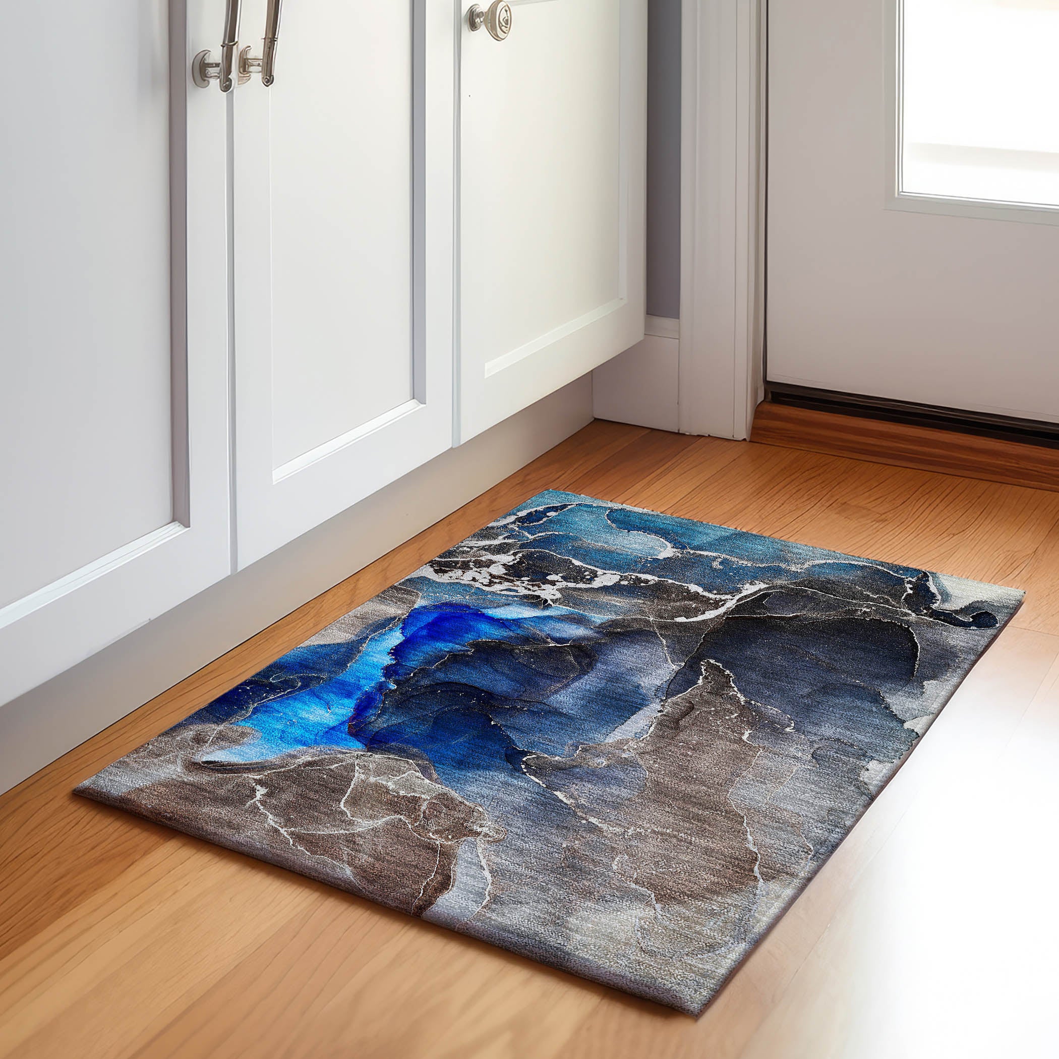 Siena Machine Washable Contemporary Navy Blue Rug 1'8" x 2'6" #shape_Rectangle