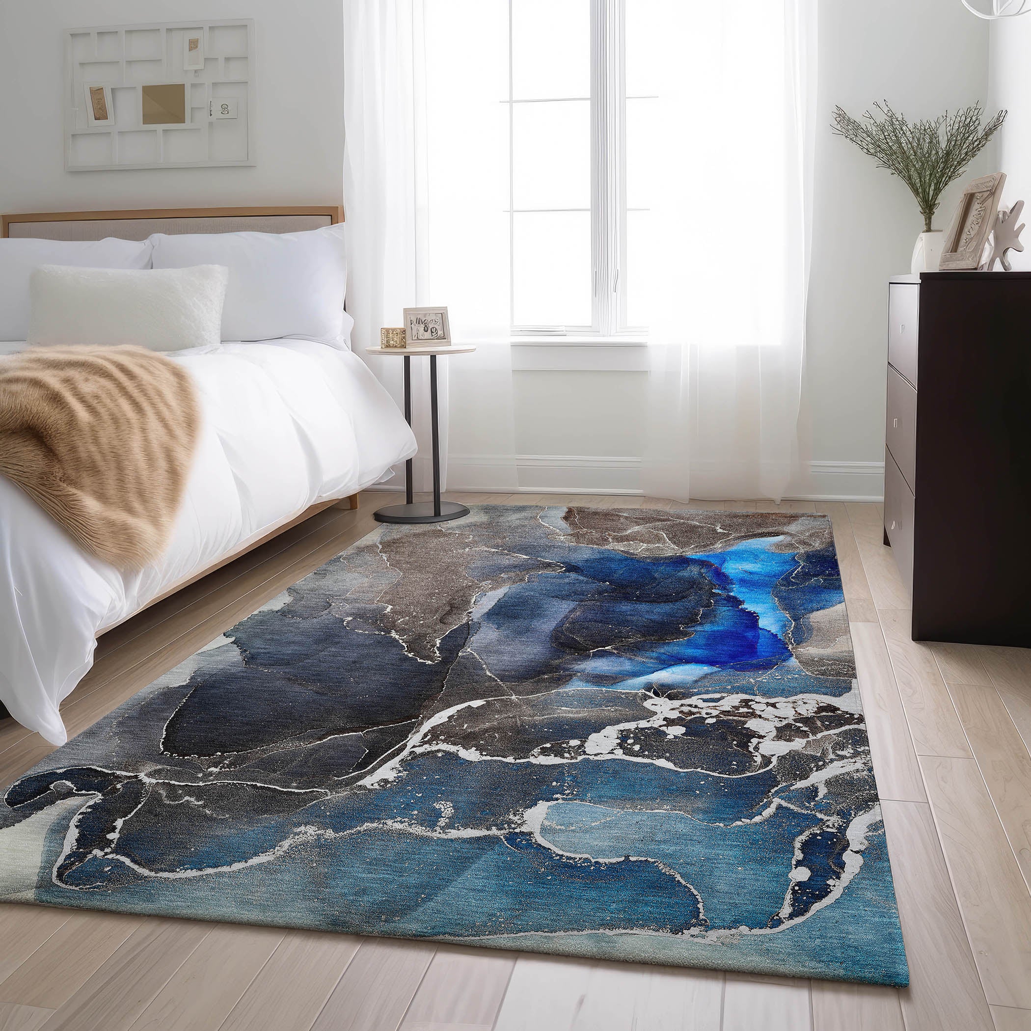 Siena Machine Washable Contemporary Navy Blue Rug 2'6" x 3'10" #shape_Rectangle