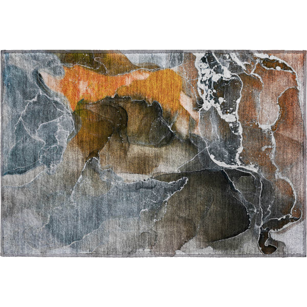Siena Machine Washable Contemporary Orange Rug 1'8" x 2'6"