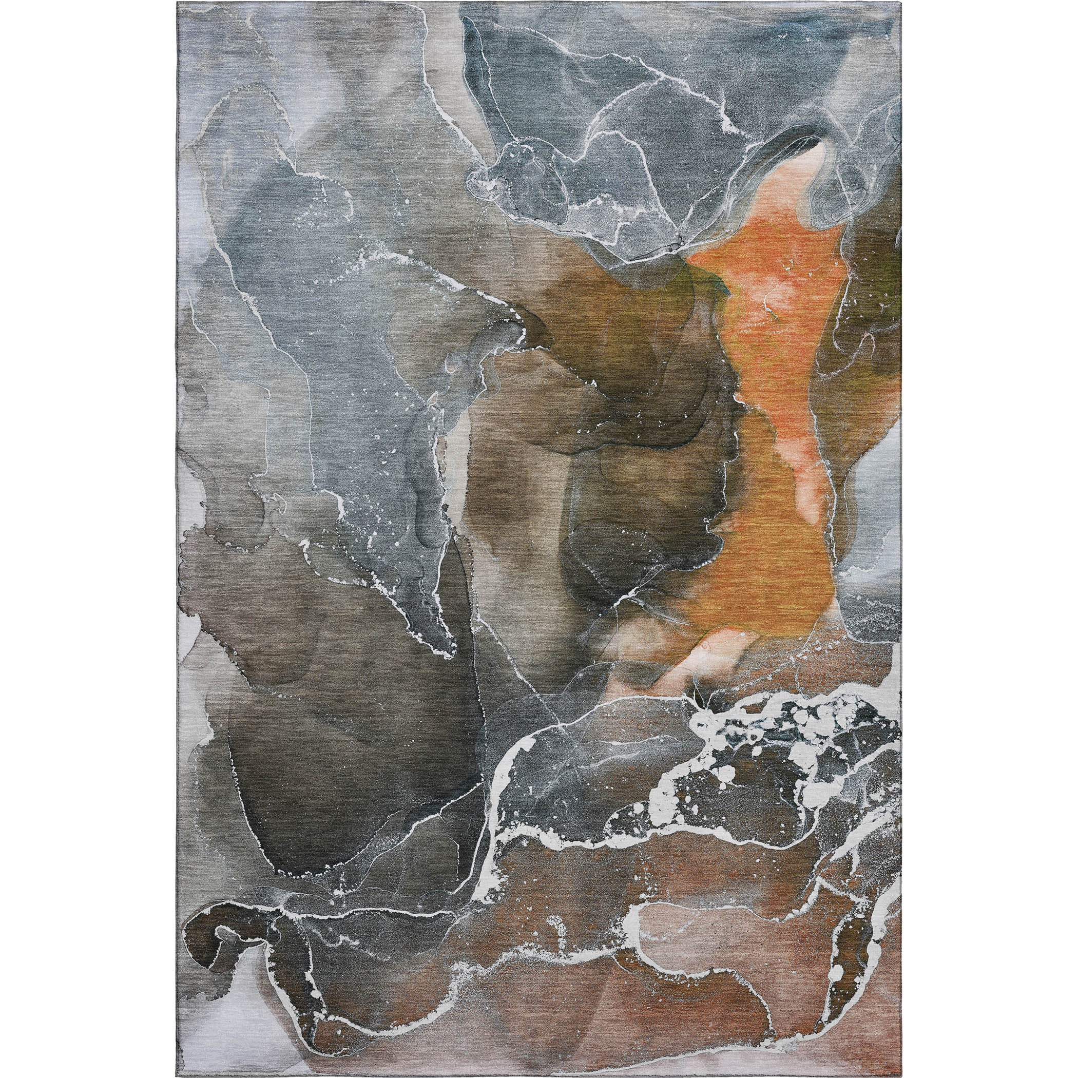 Siena Machine Washable Contemporary Orange Rug 2'6" x 3'10" #shape_Rectangle